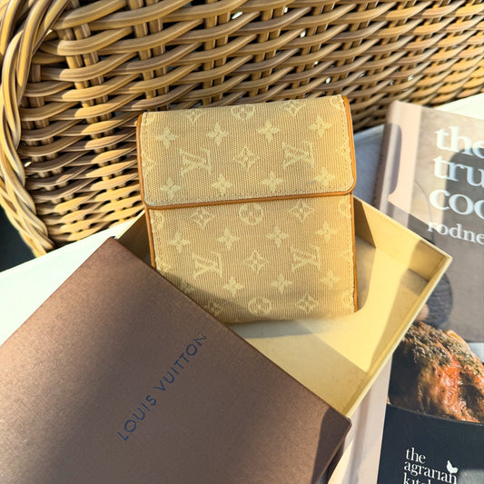 Louis Vuitton Khaki Monogram Mini Lin Compact Wallet