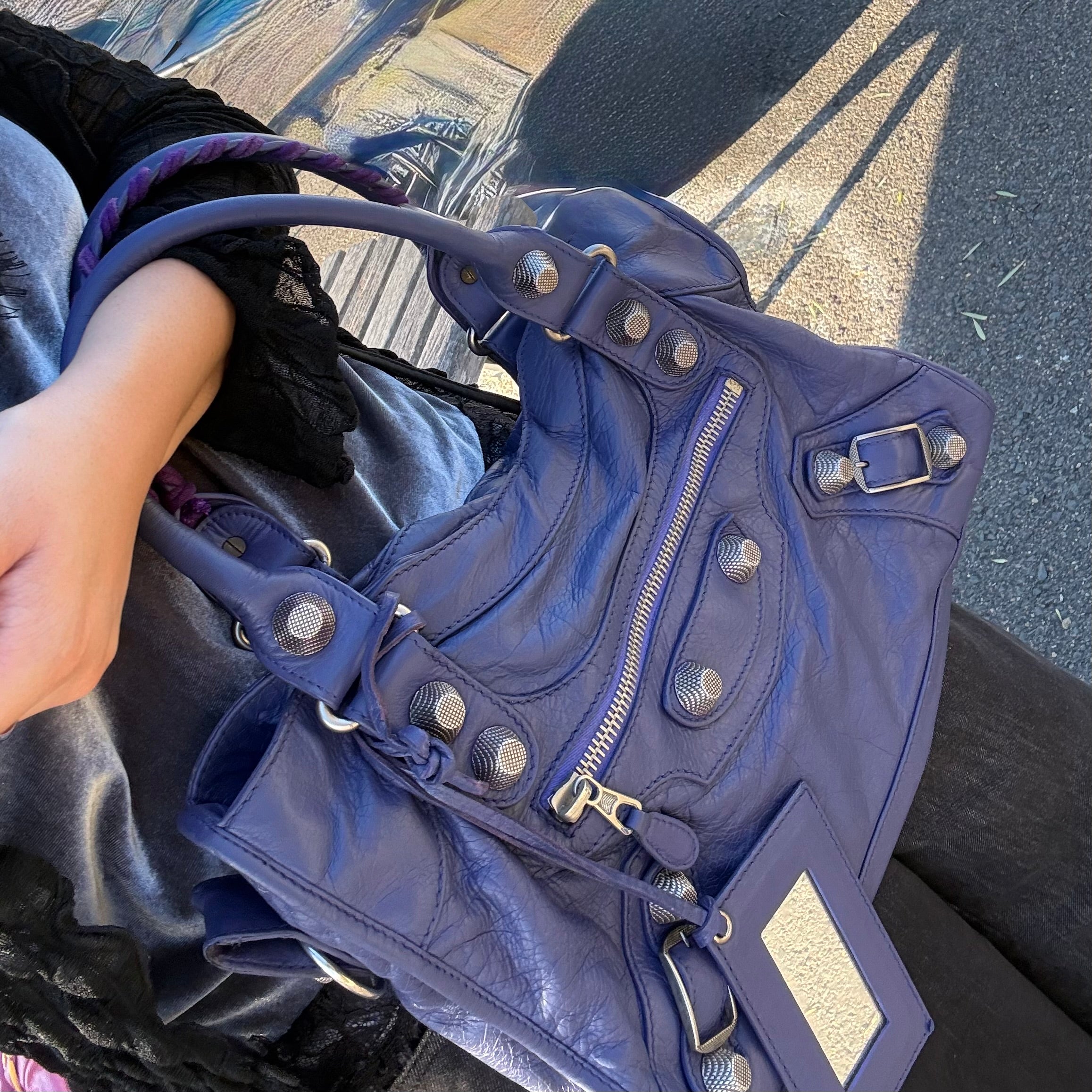 Balenciaga City Bleu Lavende Lambskin Giant Part Time
