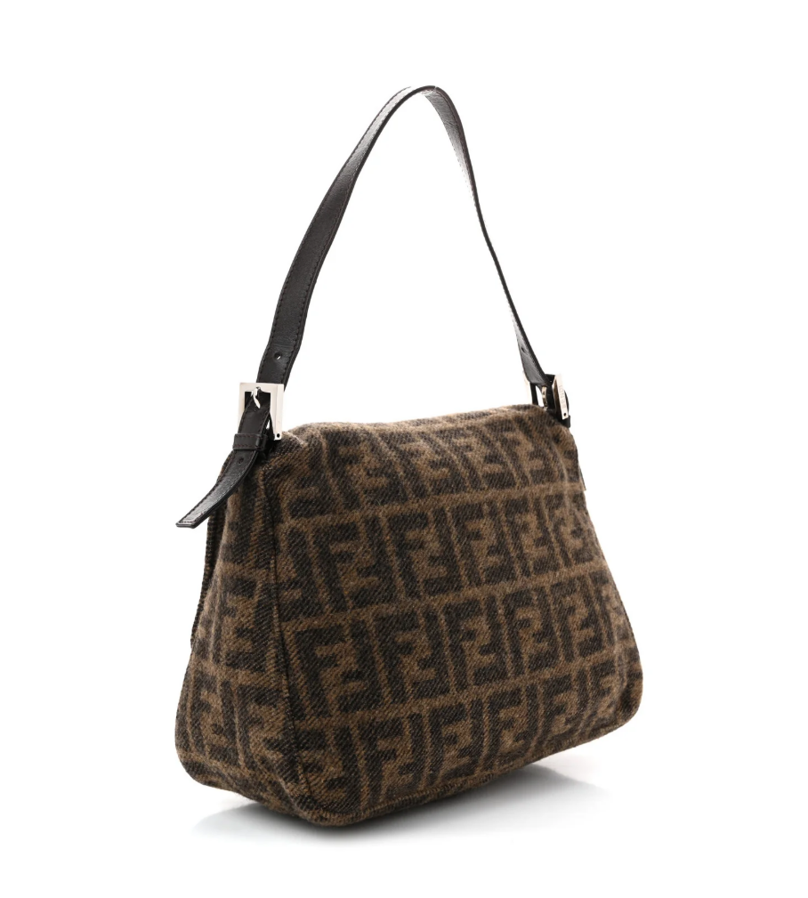 Fendi Brown Wool Zucca Print Mama Forever Bag