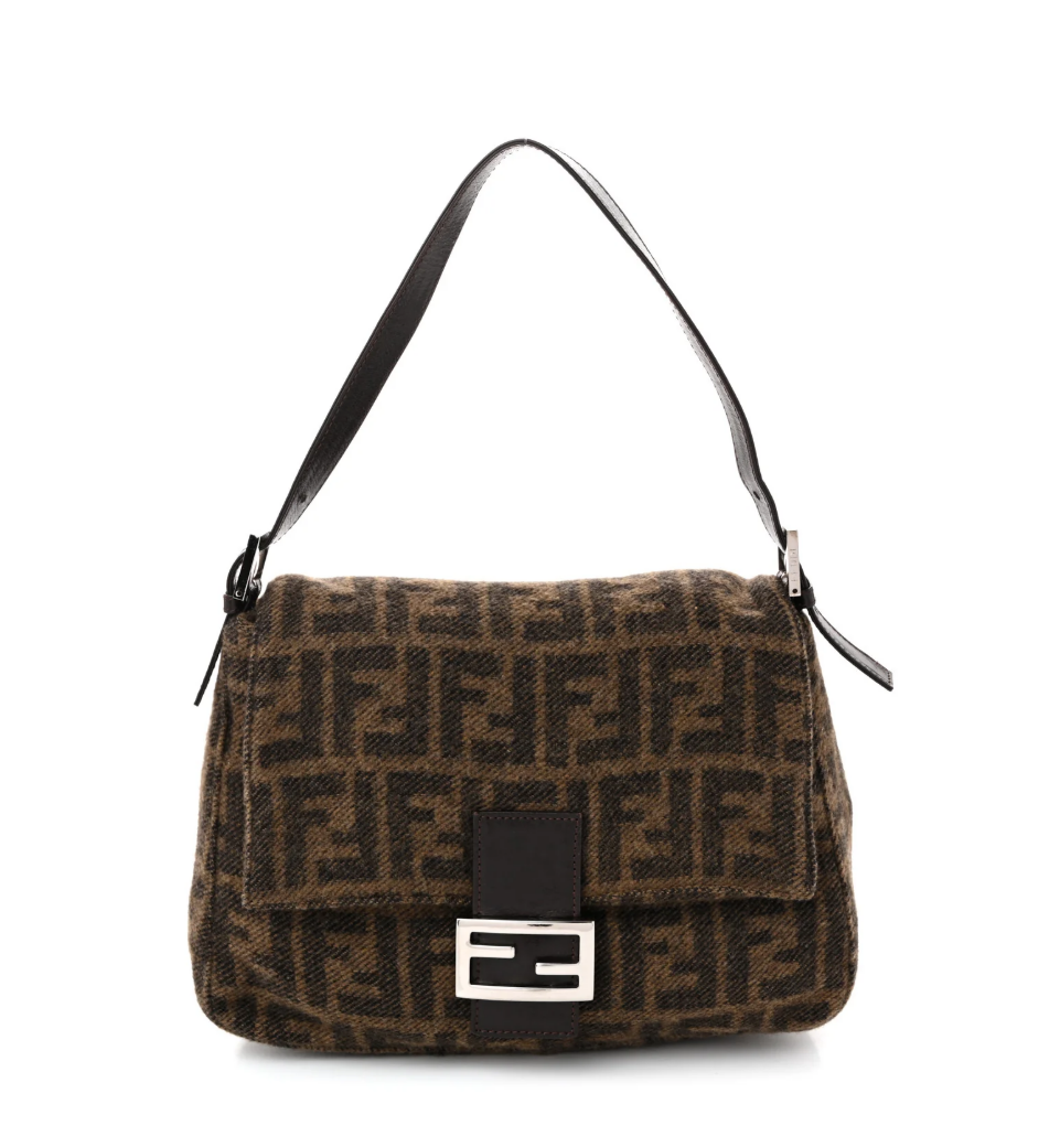 Fendi Brown Wool Zucca Print Mama Forever Bag