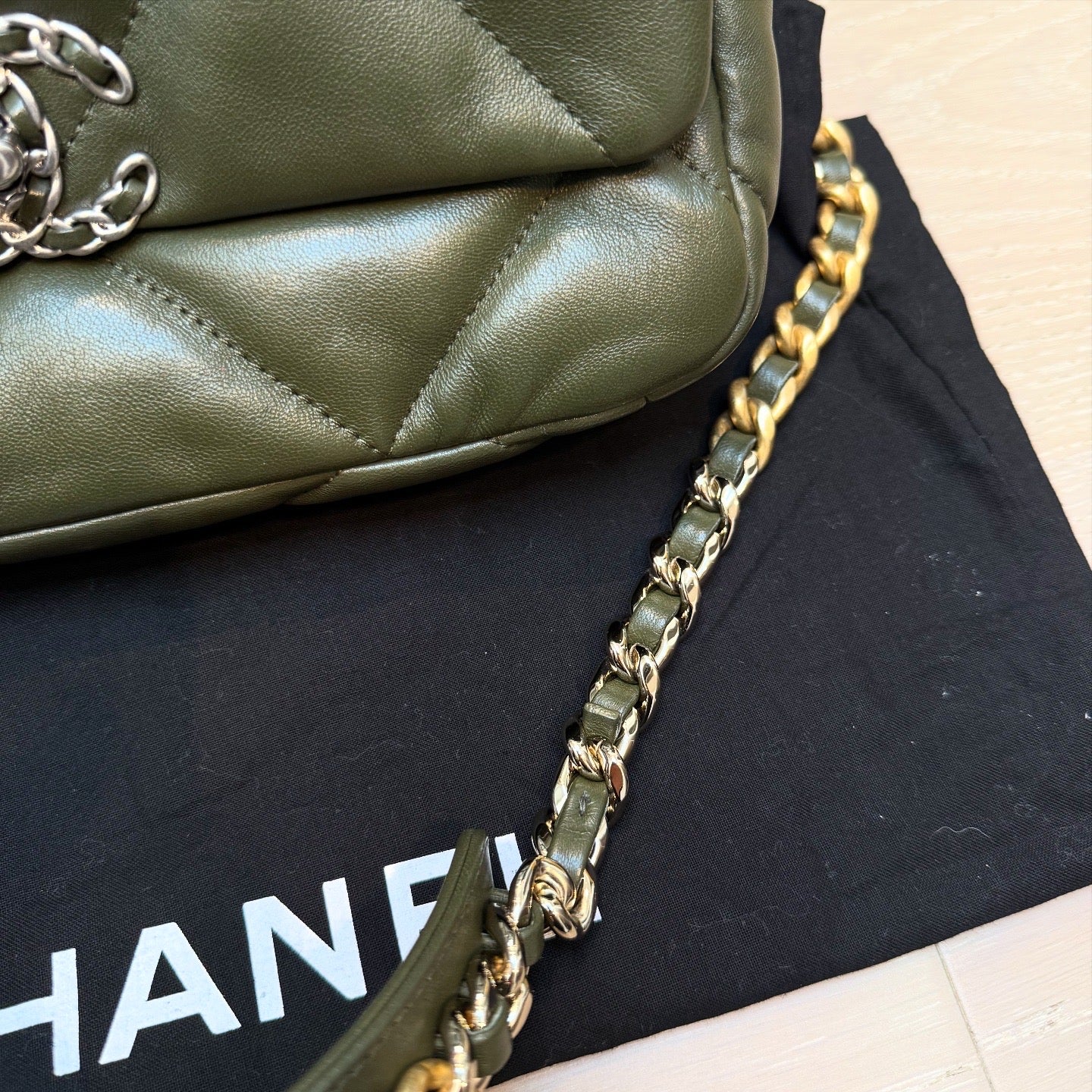 Chanel 19 Flap in Olive Green Lambskin