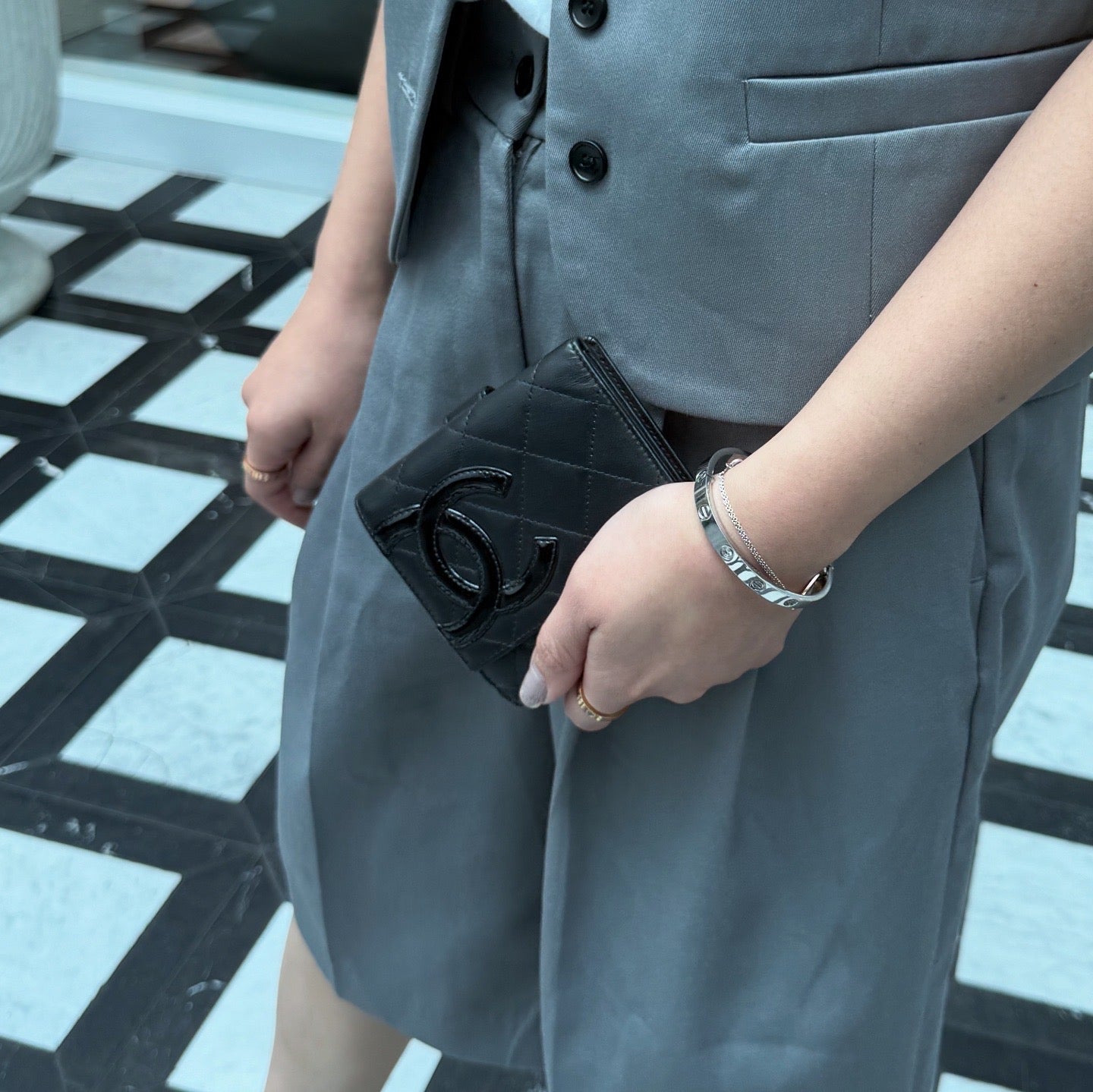 Chanel Cambon Compact Wallet Purse Black
