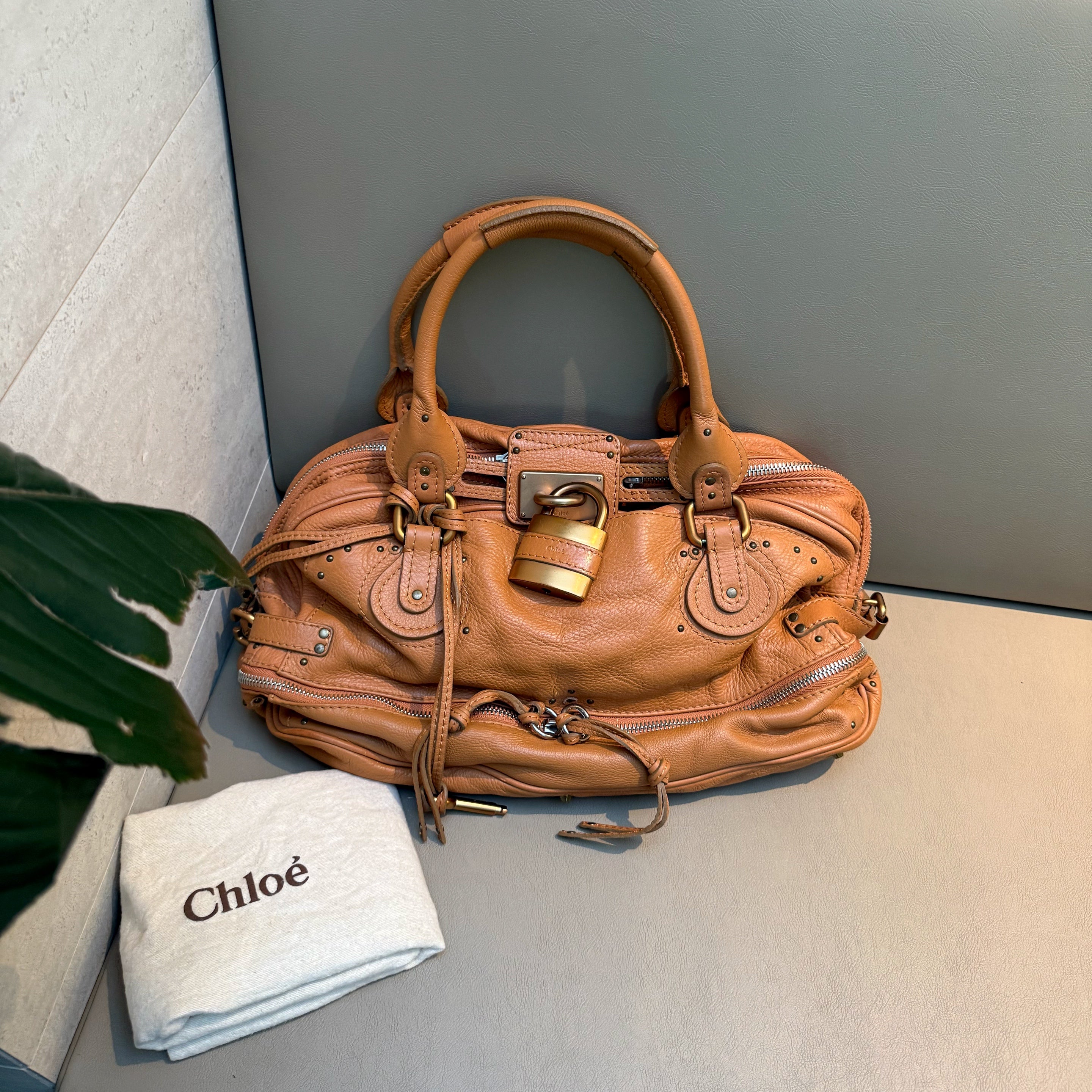 Chloé Calfskin Paddington Satchel Brown