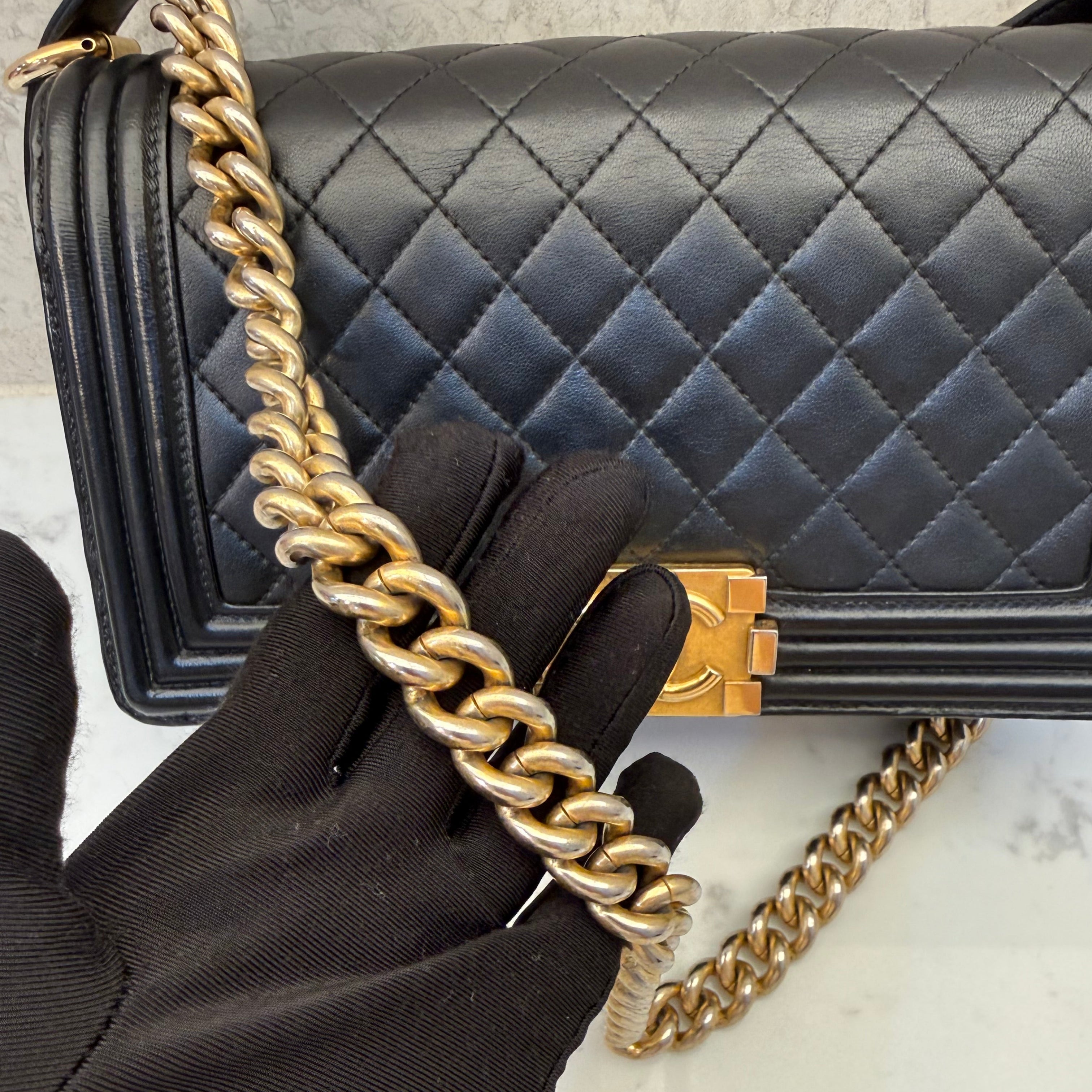 Chanel Boy Old Medium Black lambskin GHW