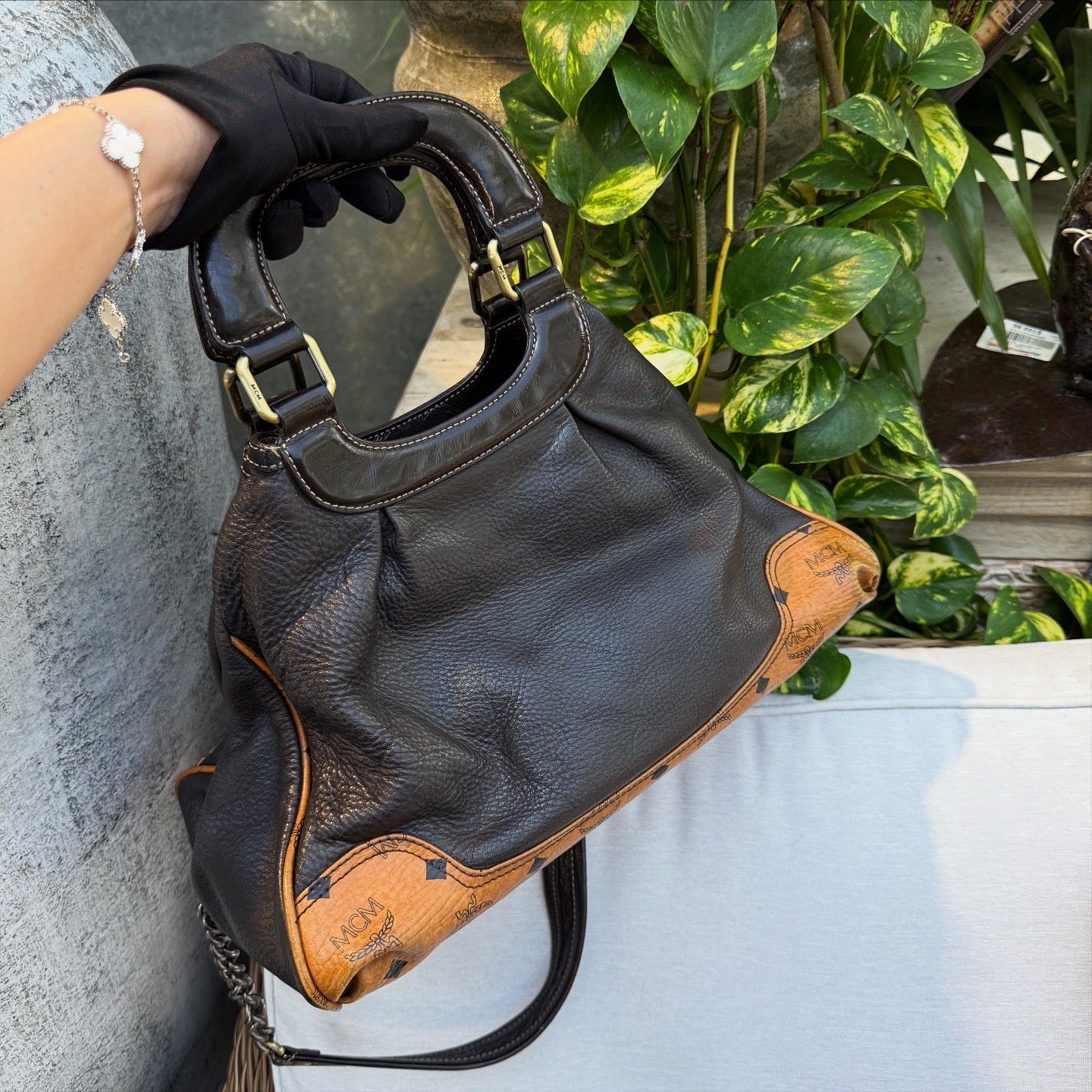 MCM Brown and Tan Leather Tote