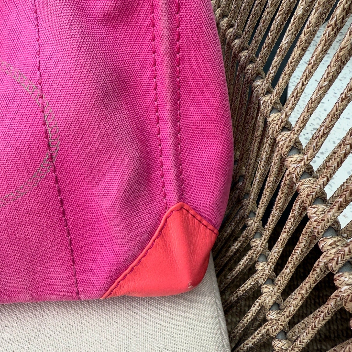 Prada Pink Denim Canapa Logo Tote