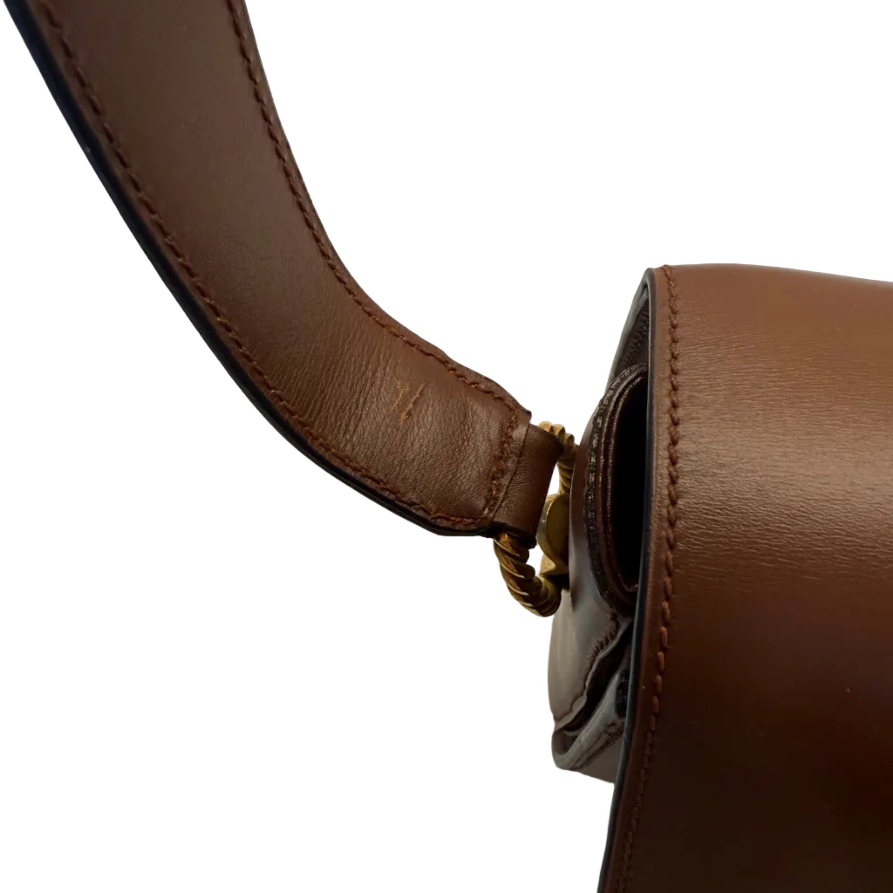 Celine Vintage Brown Triomphe Shoulder Bag