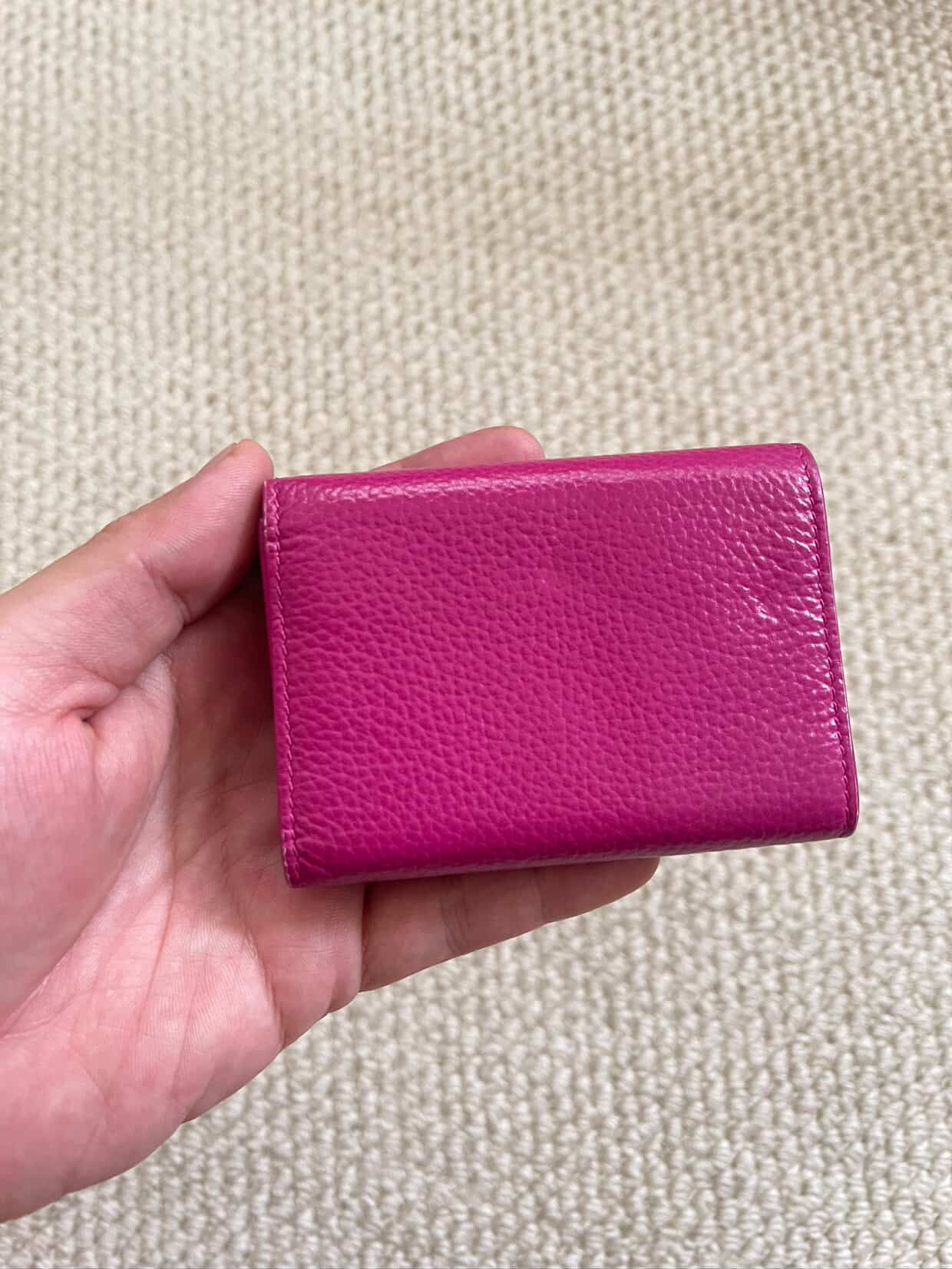 BALENCIAGA Rose Berlingot Lambskin Leather Tri-Fold Compact Wallet