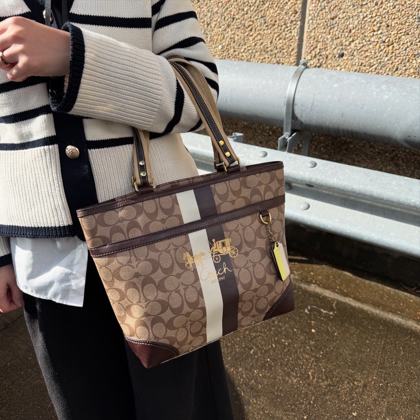 Coach Signature Chelsea Heritage Stripe Tote