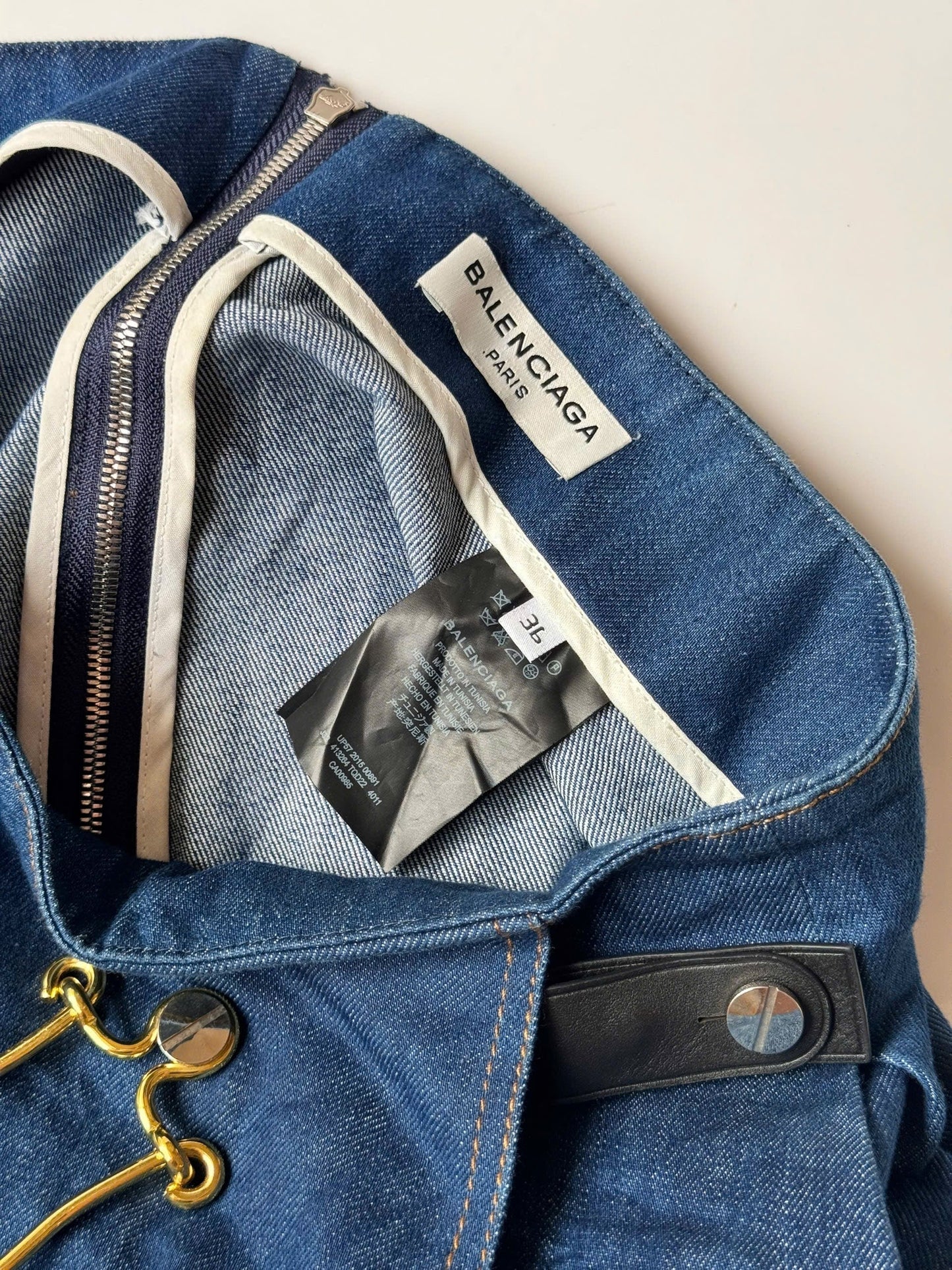 BALENCIAGA toggle-fastened flared denim skirt