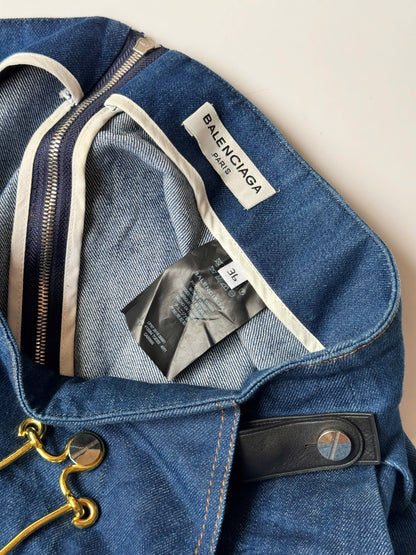 BALENCIAGA toggle-fastened flared denim skirt