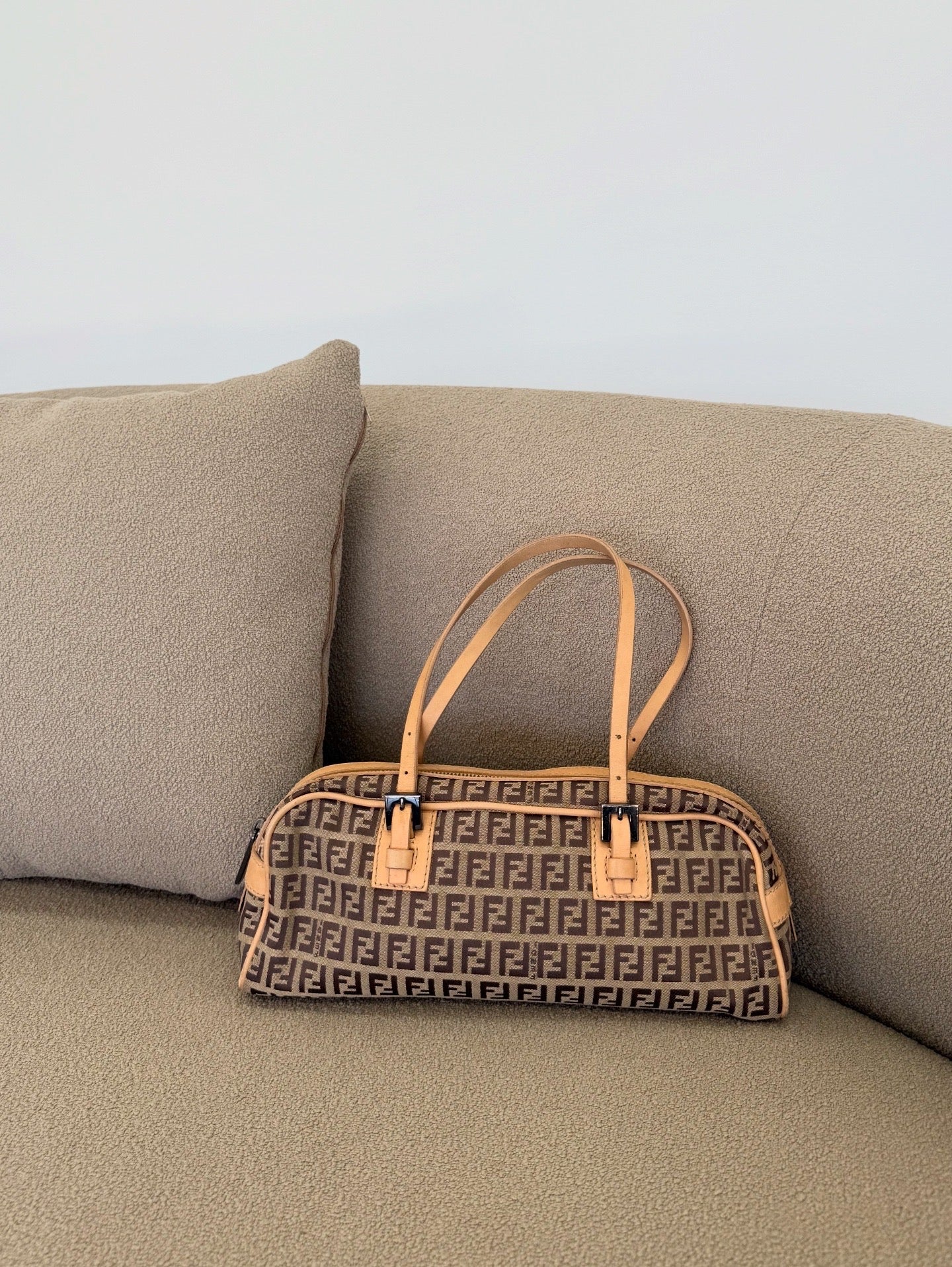 Fendi Vintage Brown Zucchino Canvas Handbag Dark brown