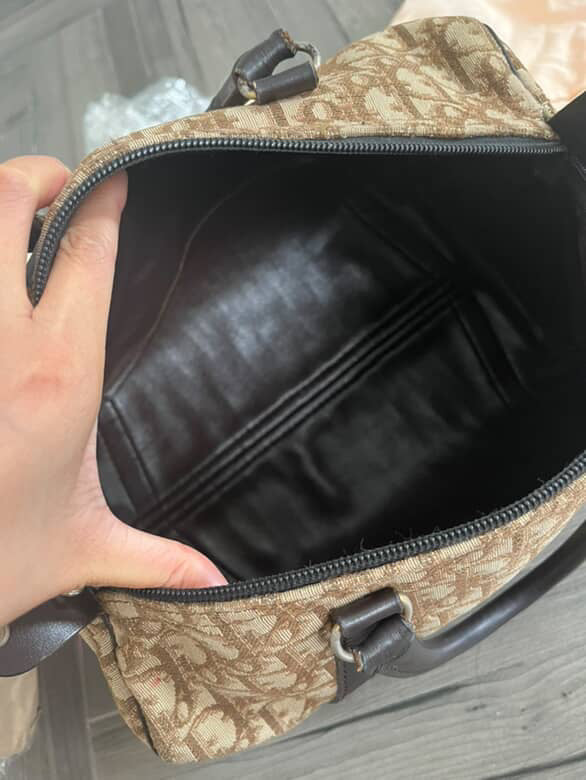 Dior Vintage Brown Canvas Bowling Bag