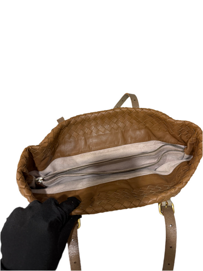 Bottega Veneta Brown Intrecciato Flower Tote