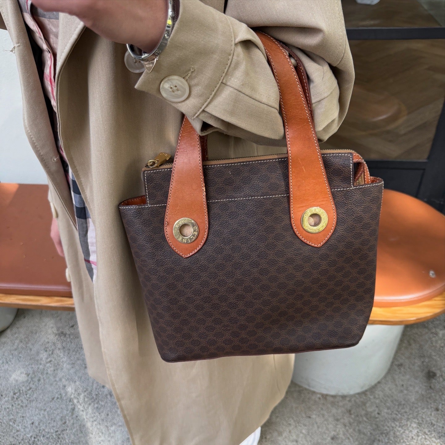 Celine Macadam Circle Logo Top Handle Bag
