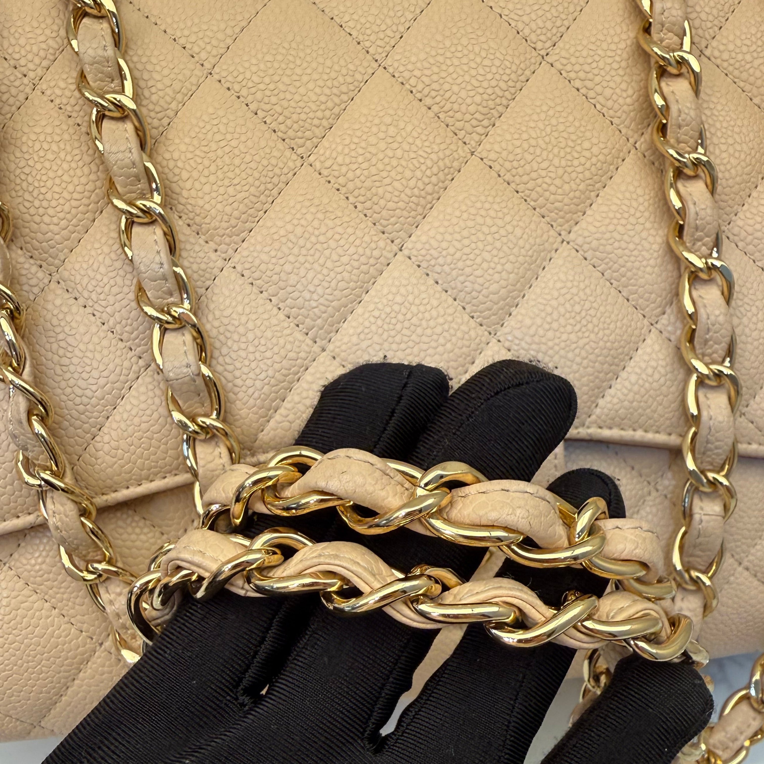 Chanel Classic Flap Jumbo Beige Caviar Bag