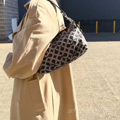Coach Canvas Black and Silver Signature C Handbag