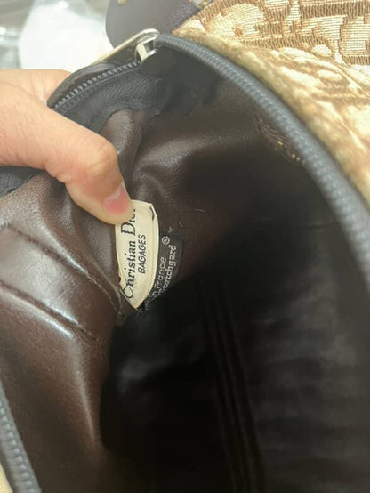 Dior Vintage Brown Canvas Bowling Bag