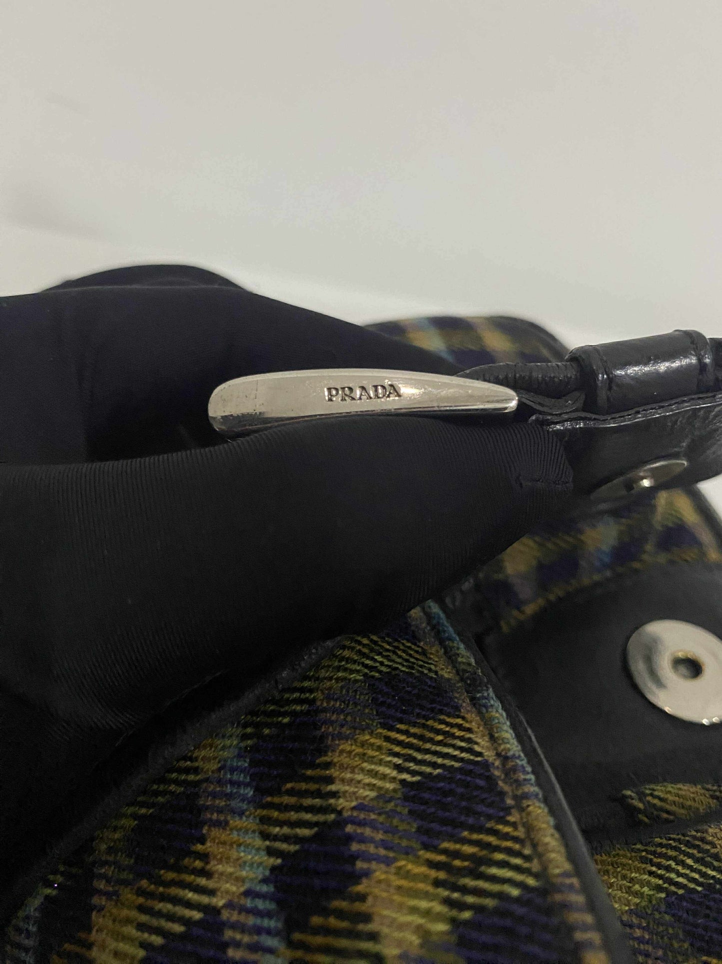 Prada Multicolor Plaid Wool Small Evening Bag