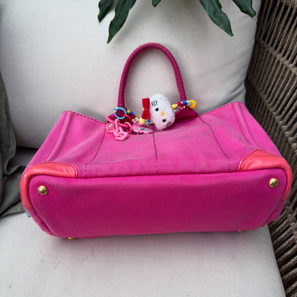 Prada Pink Denim Canapa Logo Tote