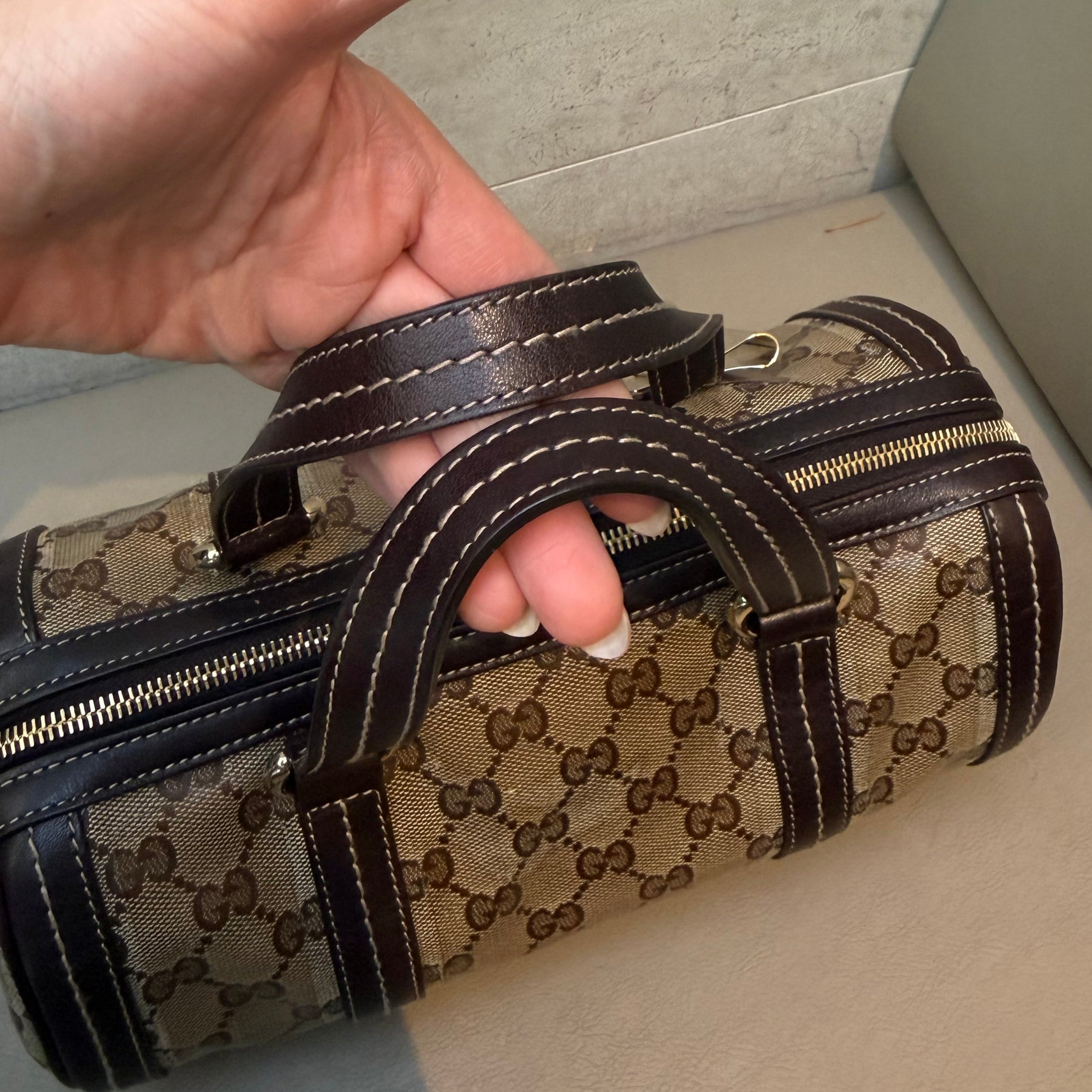 Gucci Monogram Crystal Duchessa Boston Bag