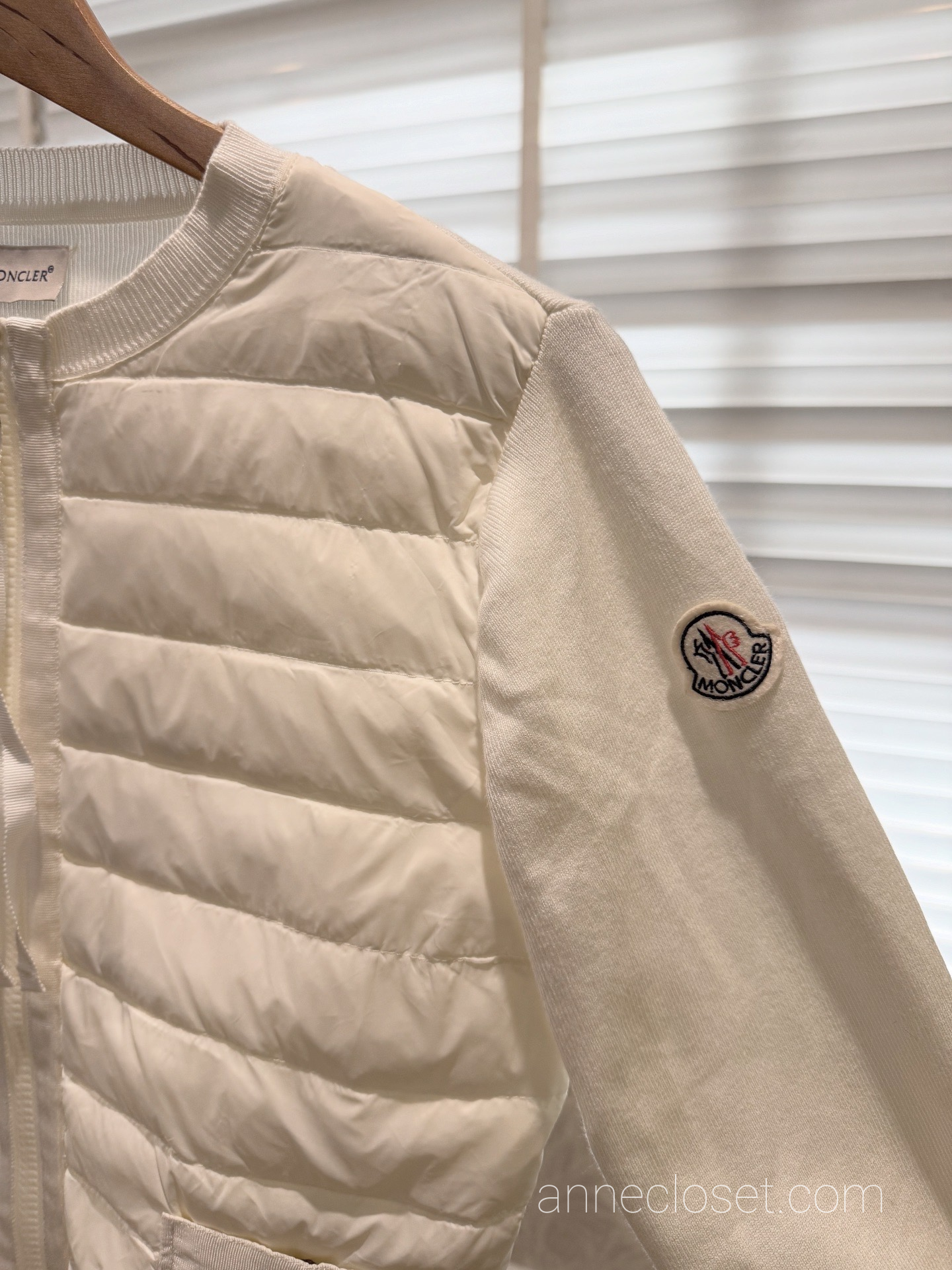 Moncler White Wool Padded Tricot Cardigan