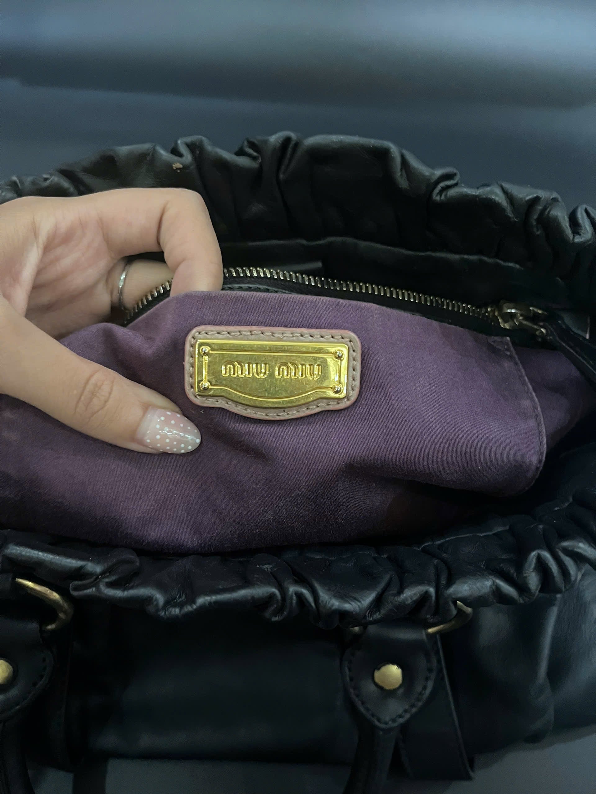 Miu Miu Vitello Black Top Handle Satchel