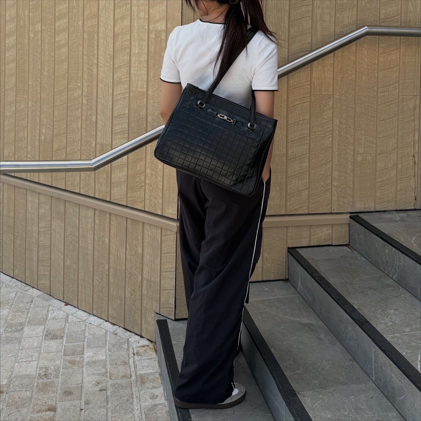 Celine Black Leather Shoulder Bag