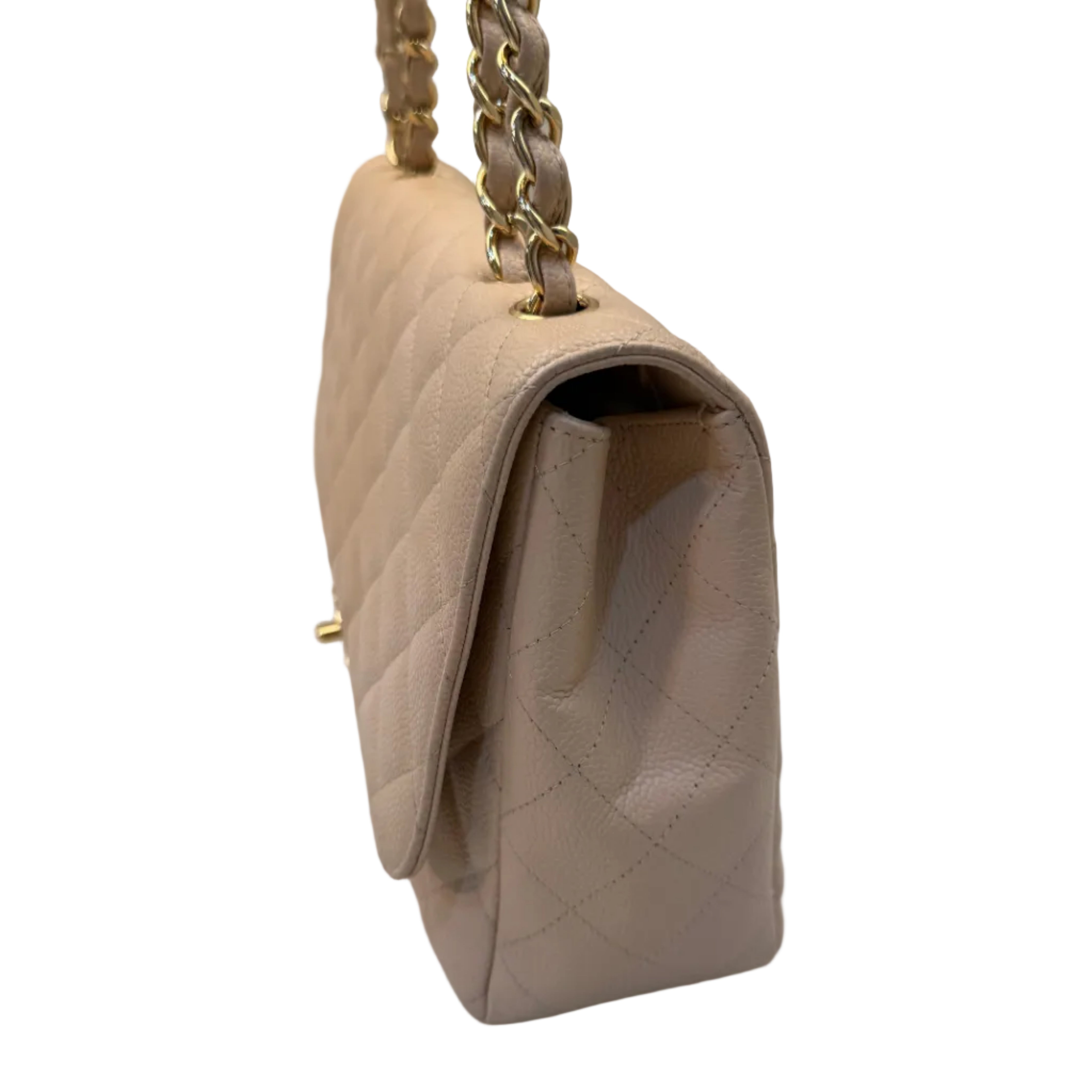 Chanel Classic Flap Jumbo Beige Caviar Bag