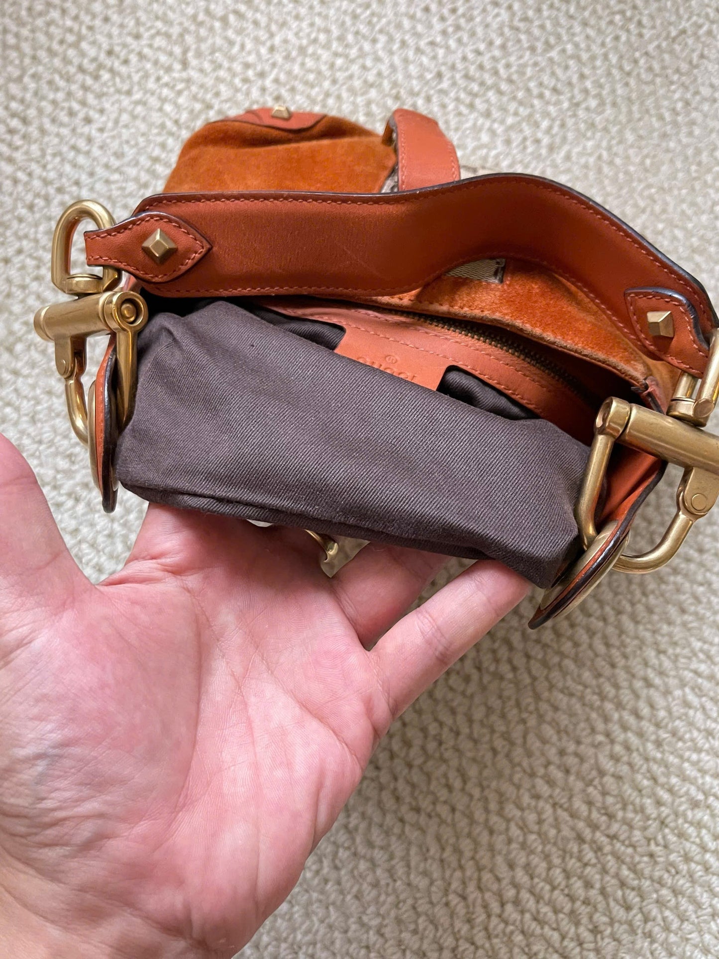 GUCCI Suede Nailhead Jackie shoulder bag