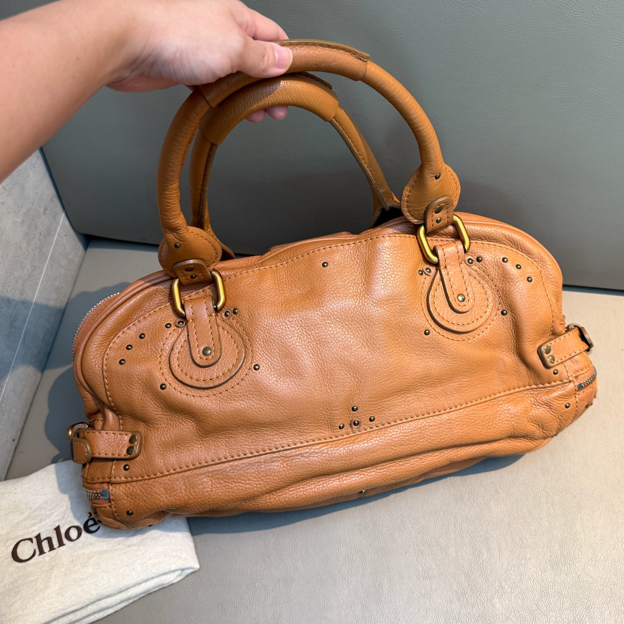 Chloé Calfskin Paddington Satchel Brown