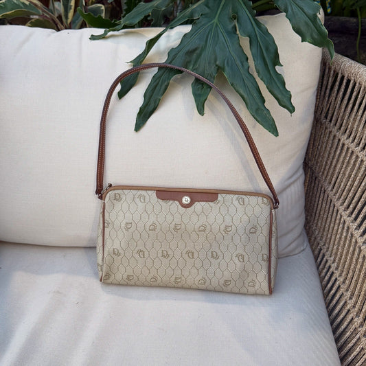 Dior Vintage 20th Century Honeycomb Coated Canvas Clutch Bag