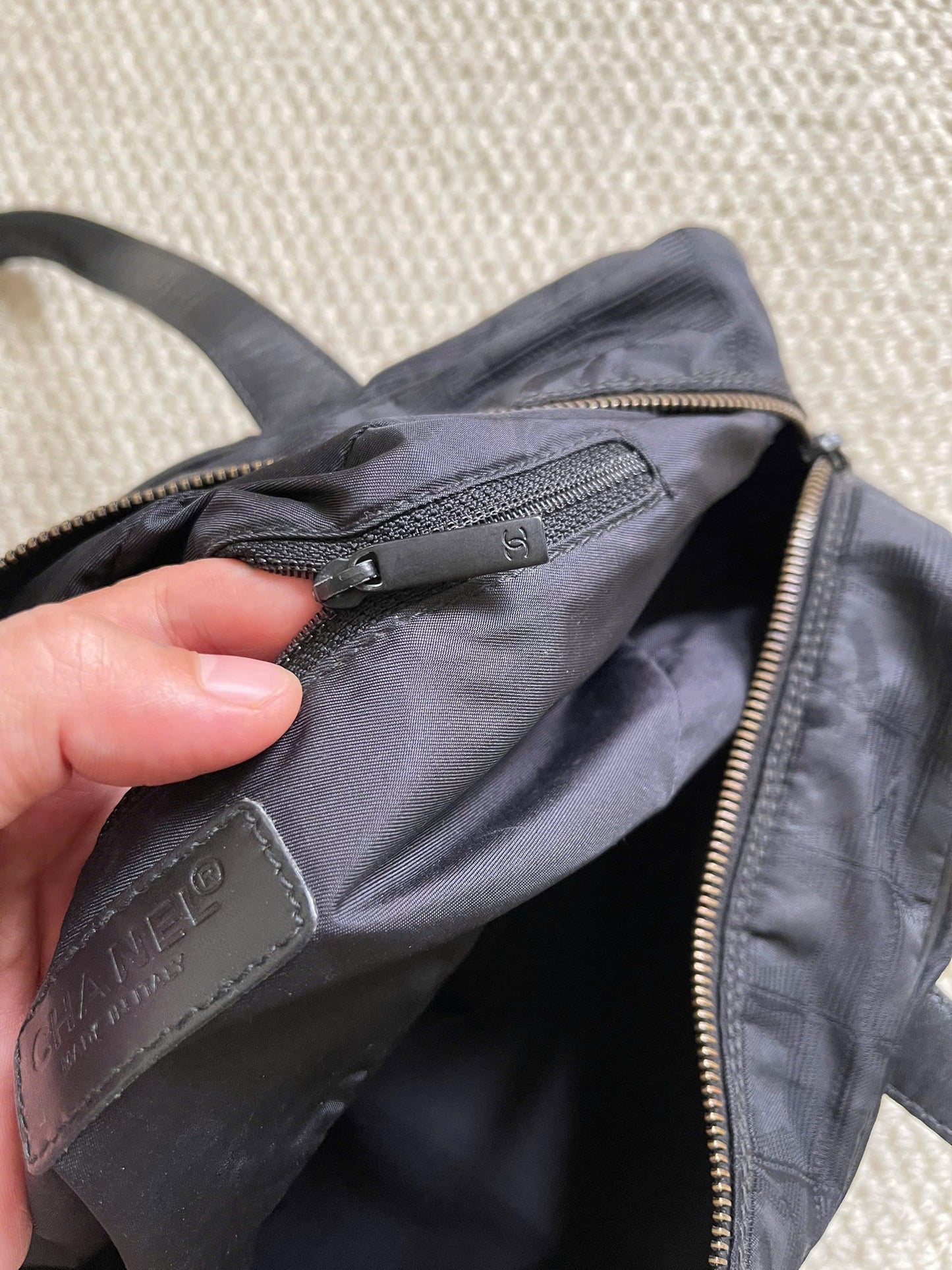 Chanel Black Nylon Canvas Bowler Bag