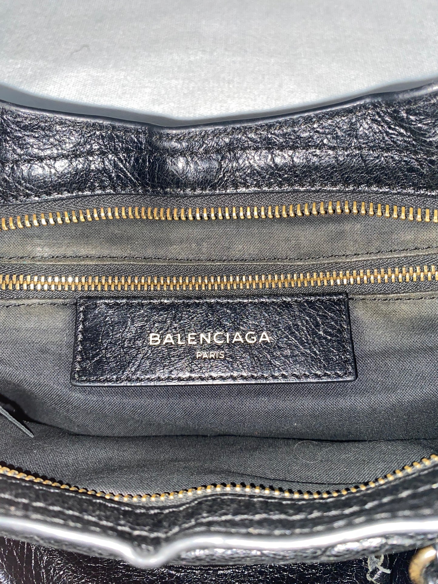 Balenciaga Classic City Black Leather Bag with Logo Strap