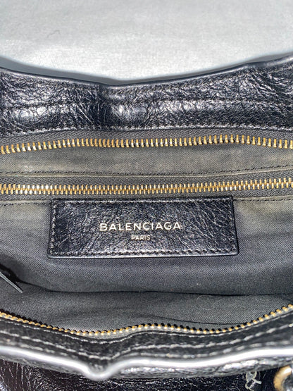Balenciaga Classic City Black Leather Bag with Logo Strap