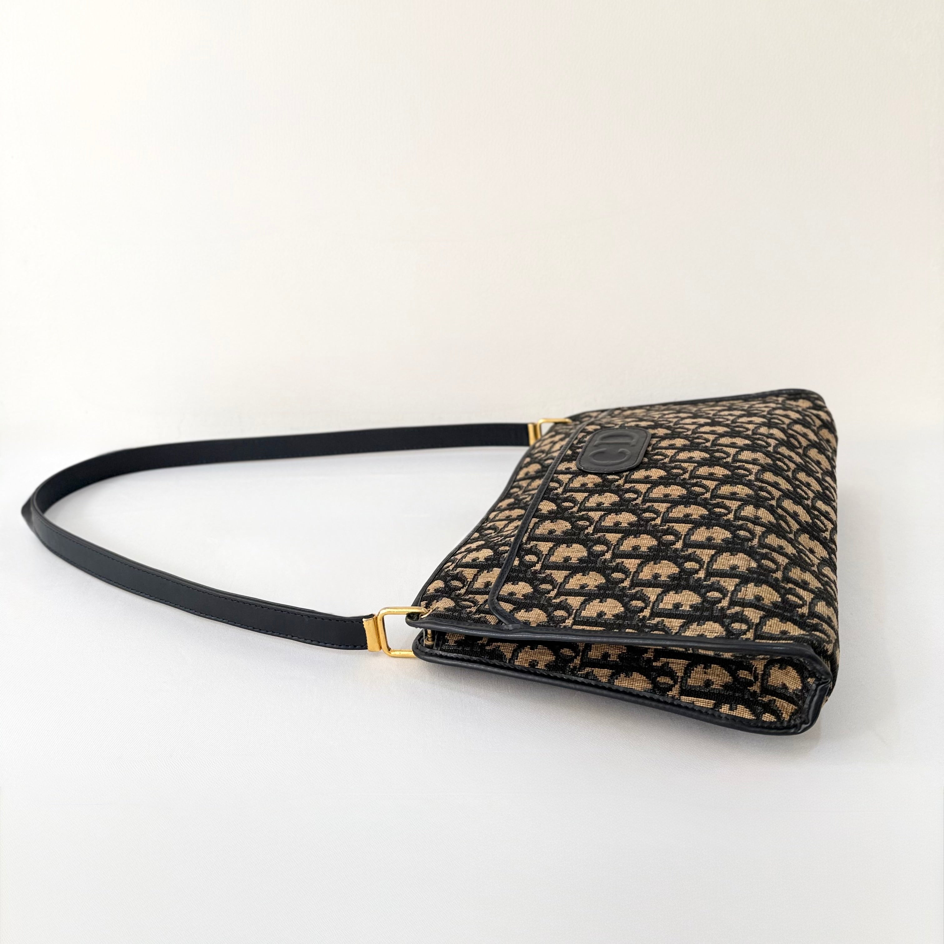 Christian Dior Vintage Navy Canvas Shoulder Bag