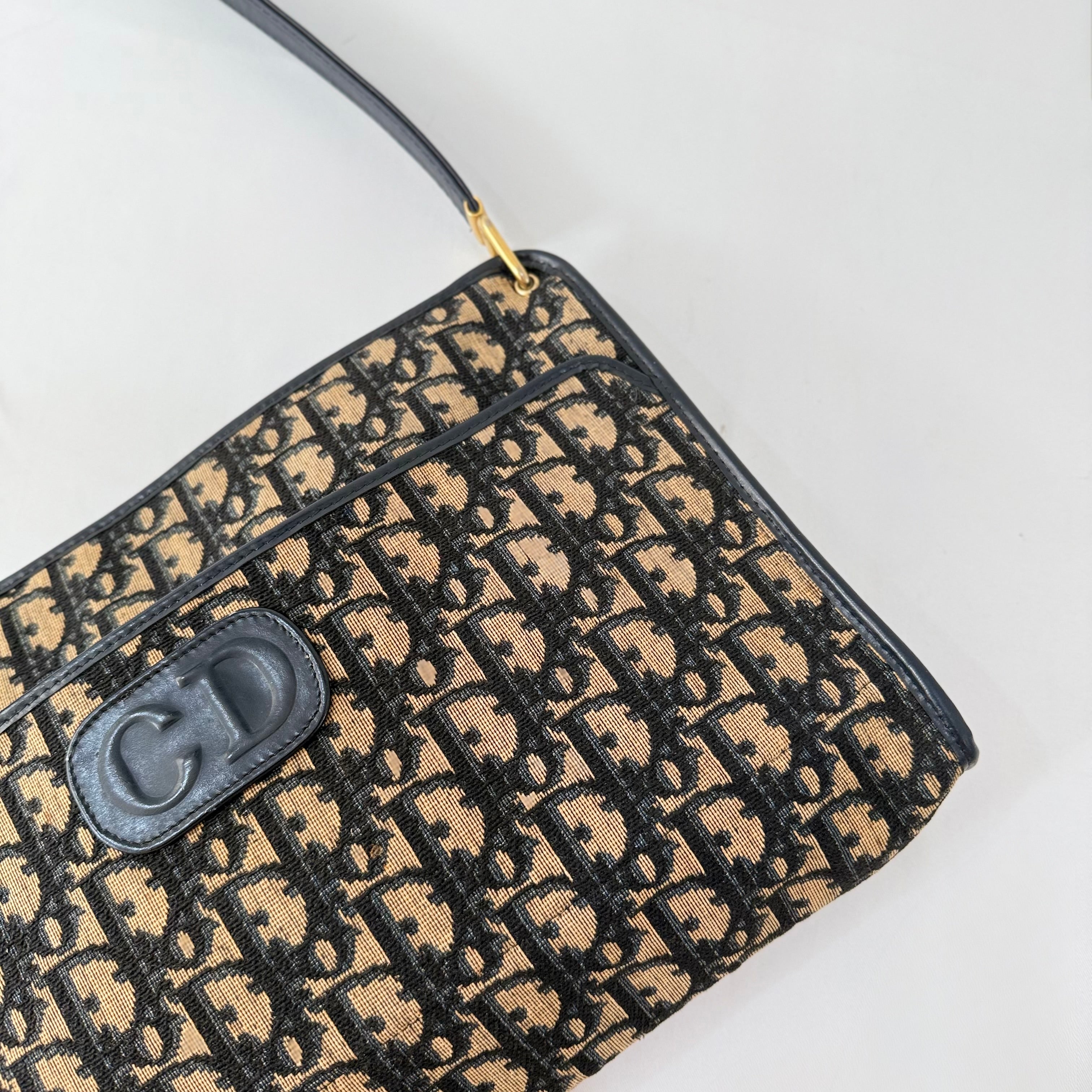 Christian Dior Vintage Navy Canvas Shoulder Bag