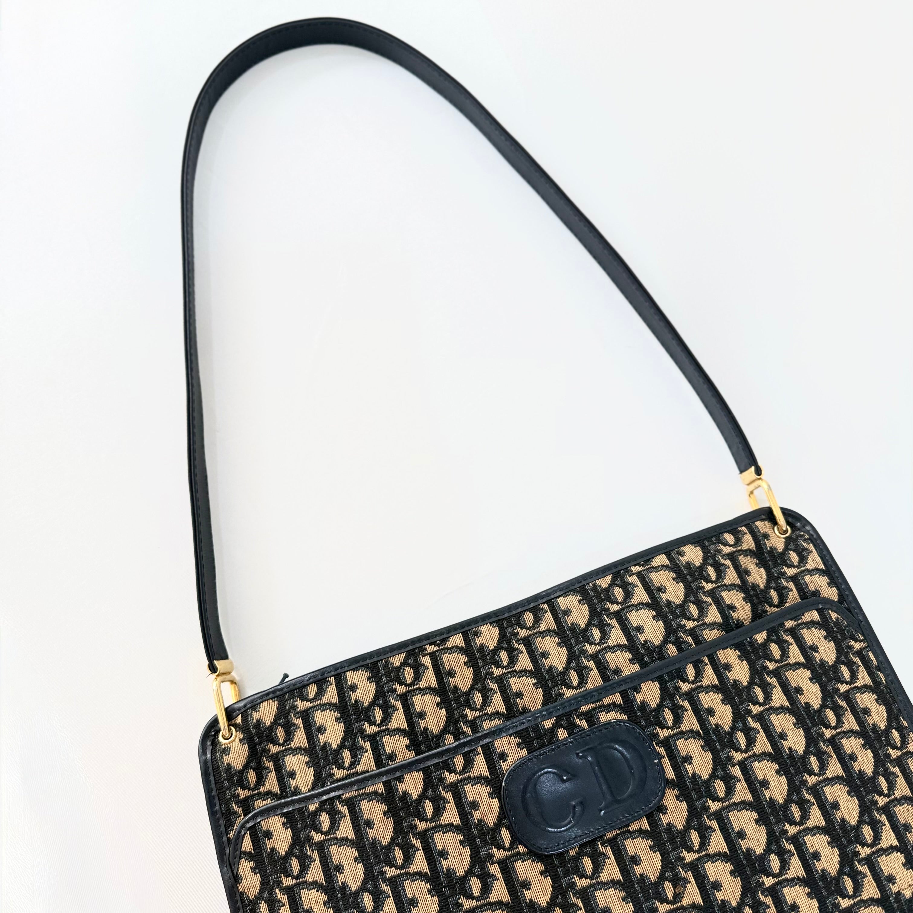 Christian Dior Vintage Navy Canvas Shoulder Bag