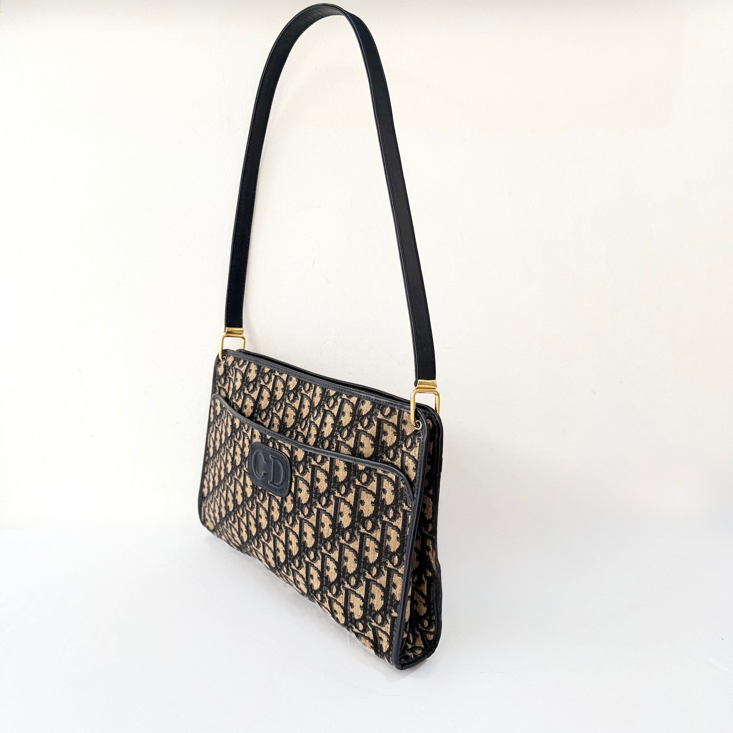 Christian Dior Vintage Navy Canvas Shoulder Bag
