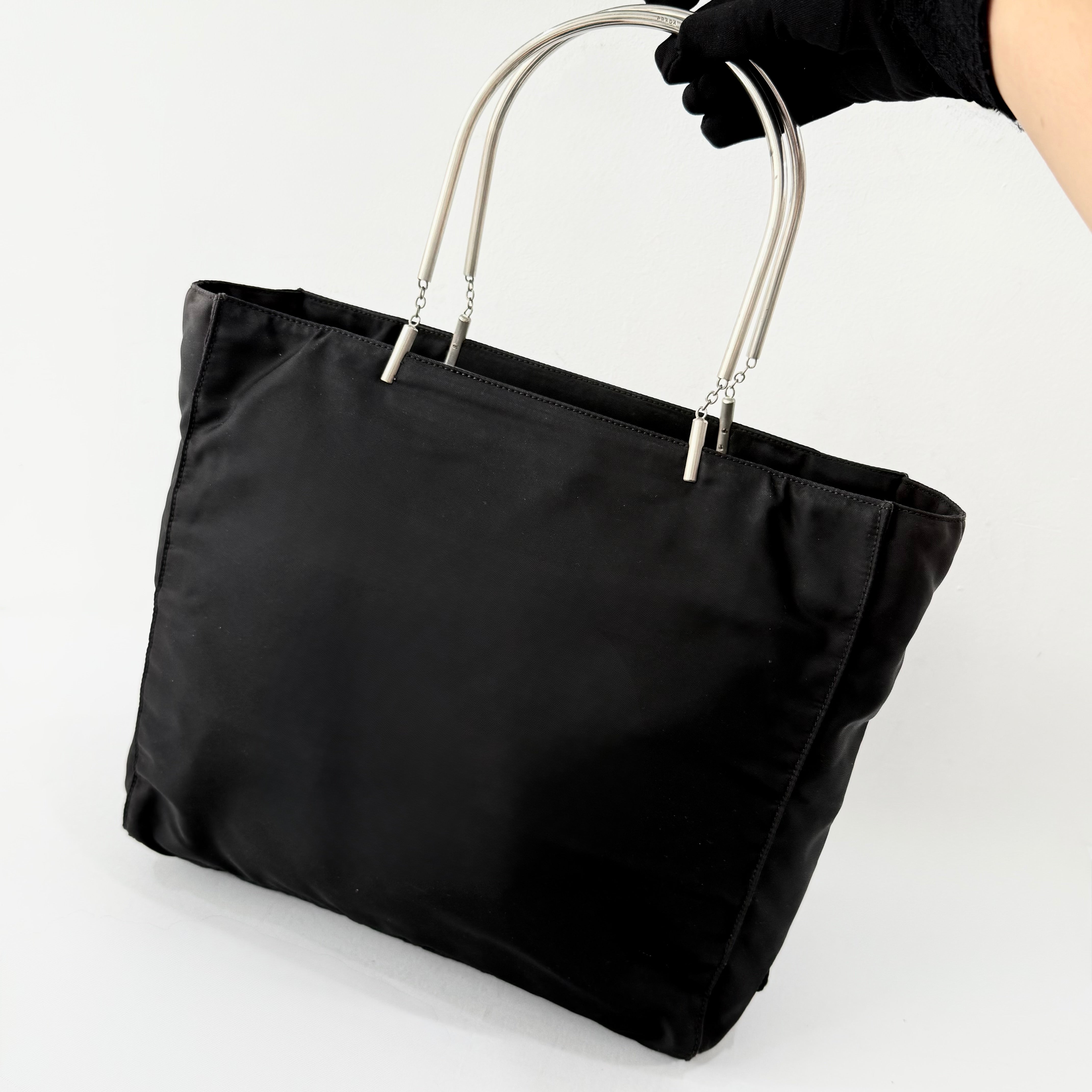 Prada 2010s triangle-logo tote bag