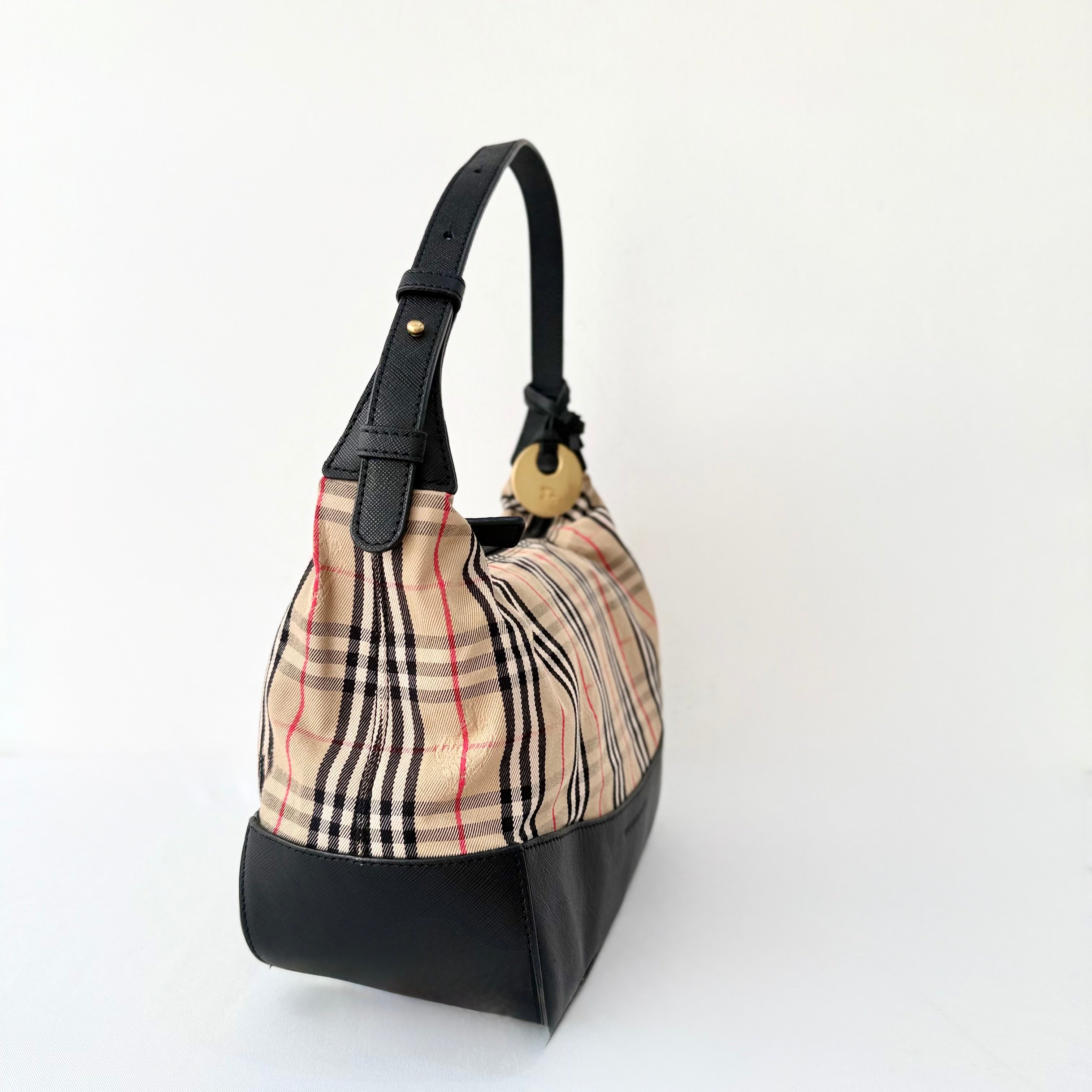 Burberry Brown Haymarket Check Canvas Shoulder Bag