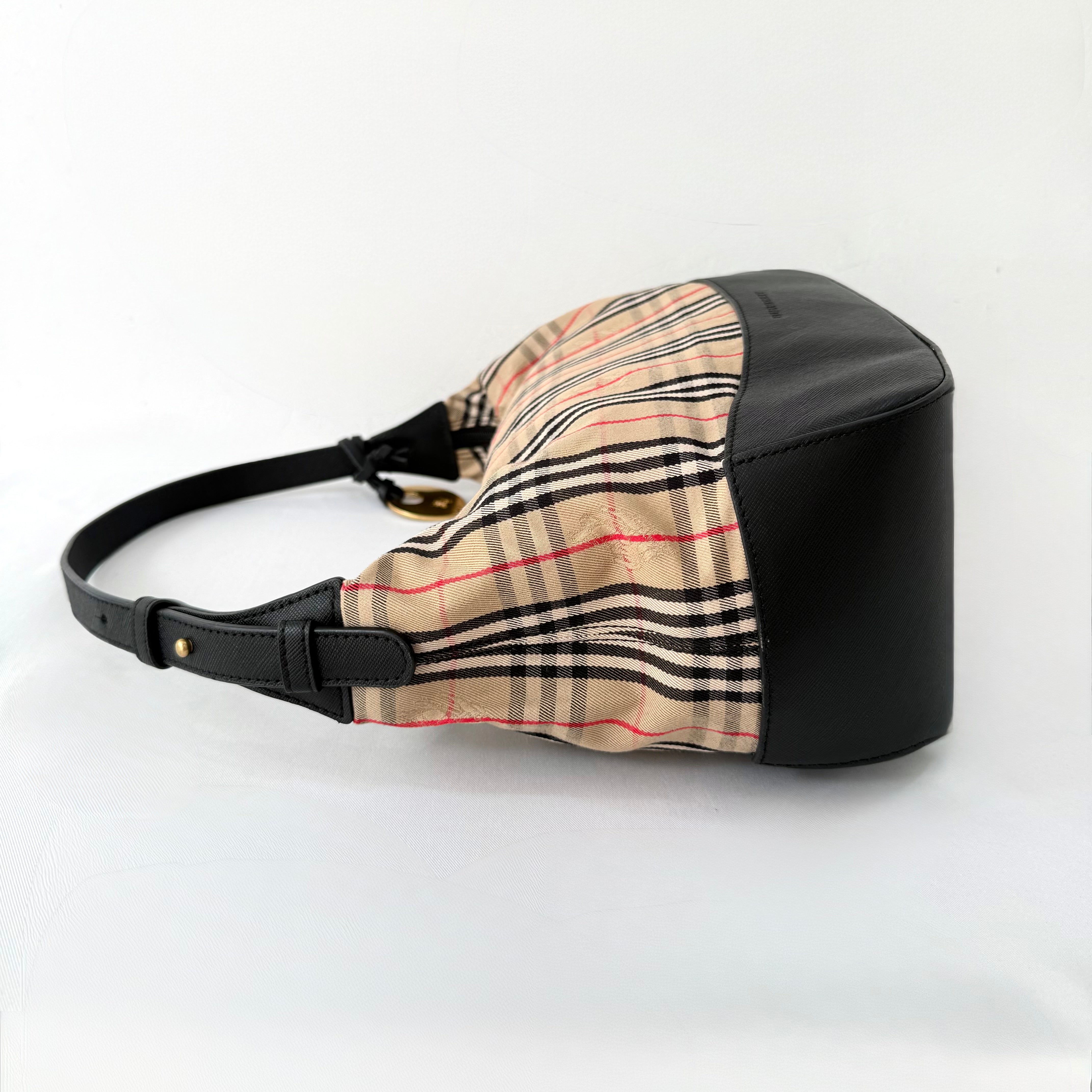 Burberry Brown Haymarket Check Canvas Shoulder Bag