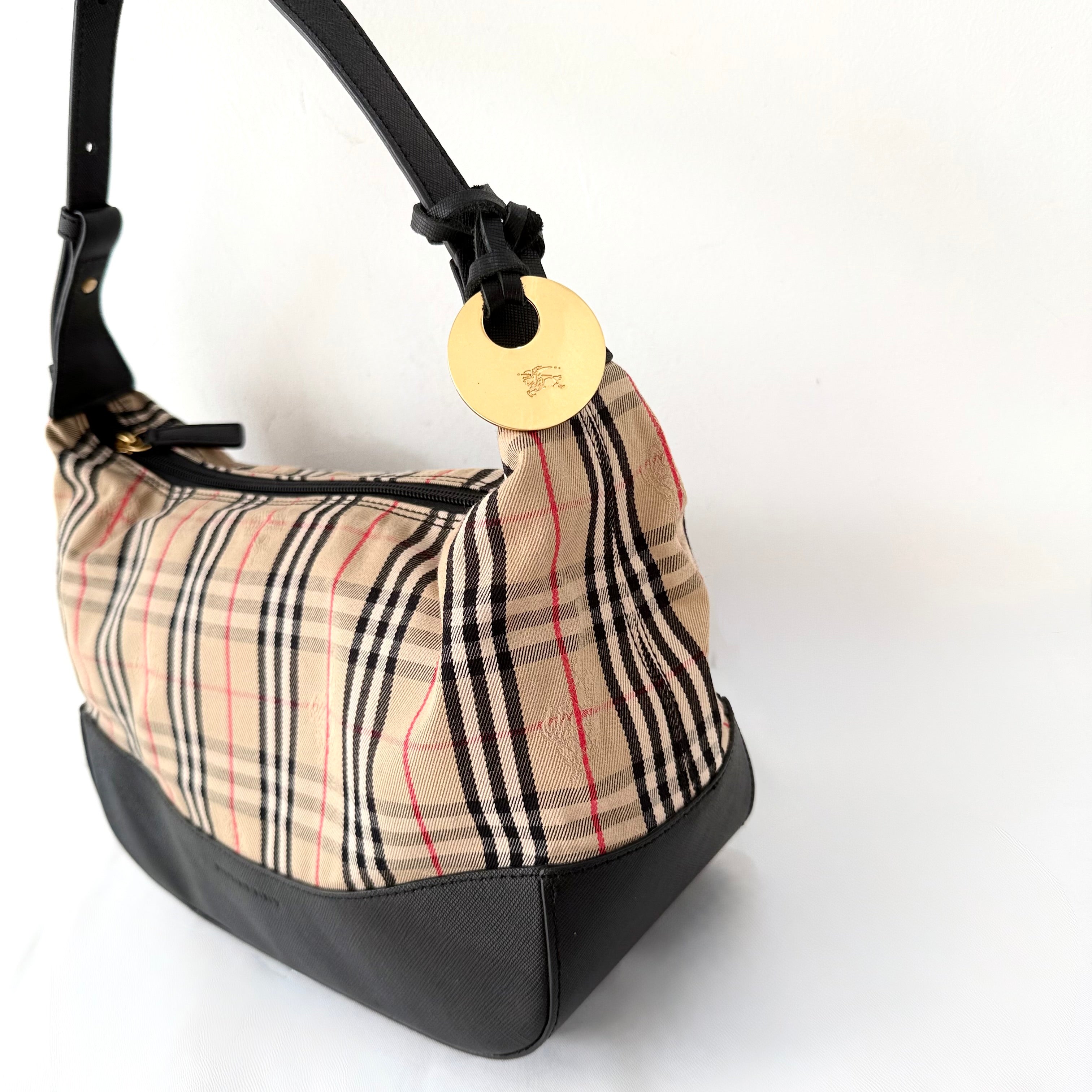 Burberry Brown Haymarket Check Canvas Shoulder Bag