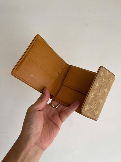 Louis Vuitton Khaki Monogram Mini Lin Compact Wallet
