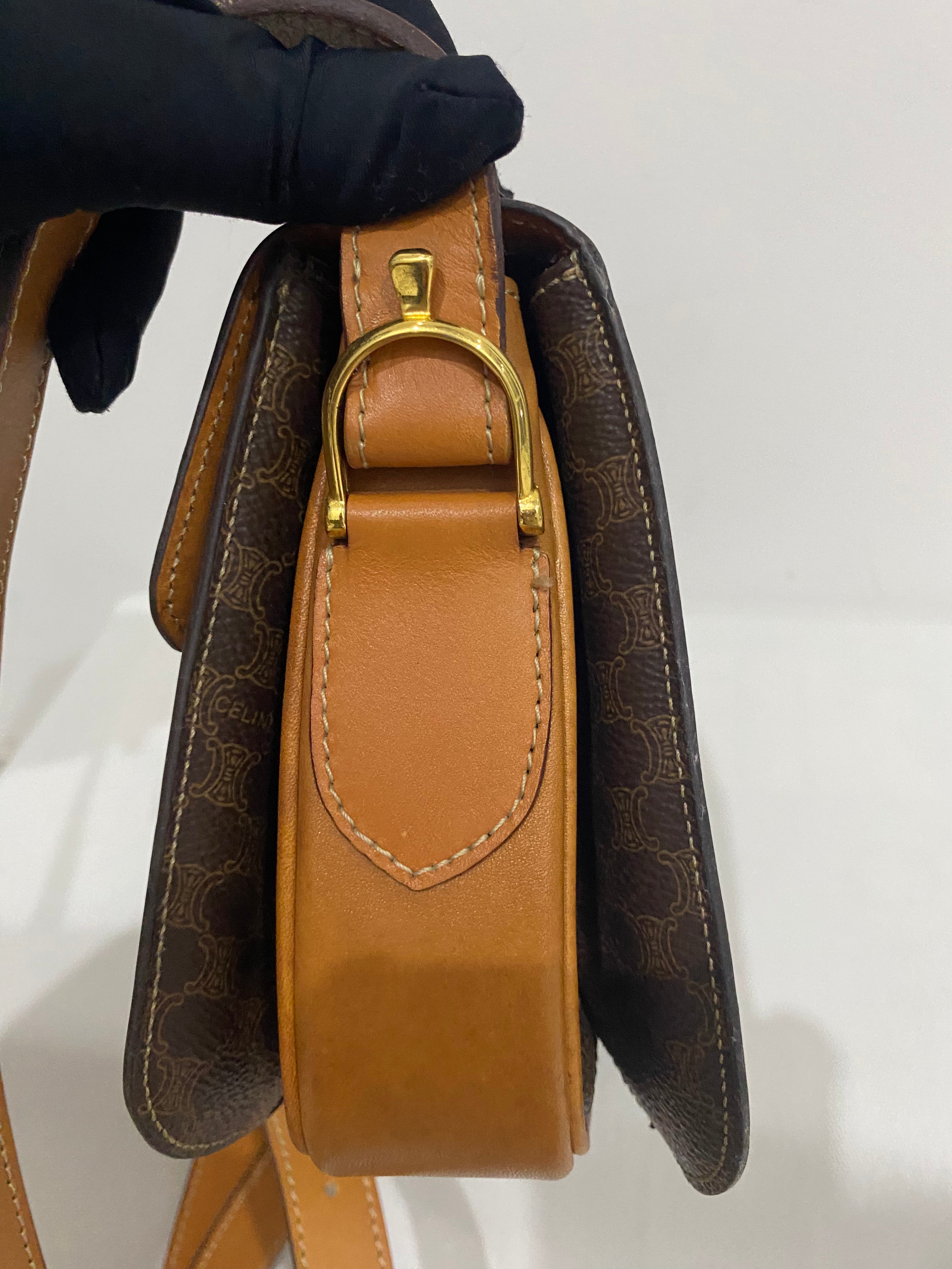 Celine Macadam Horse Carriage Shoulder bag Brown Vintage