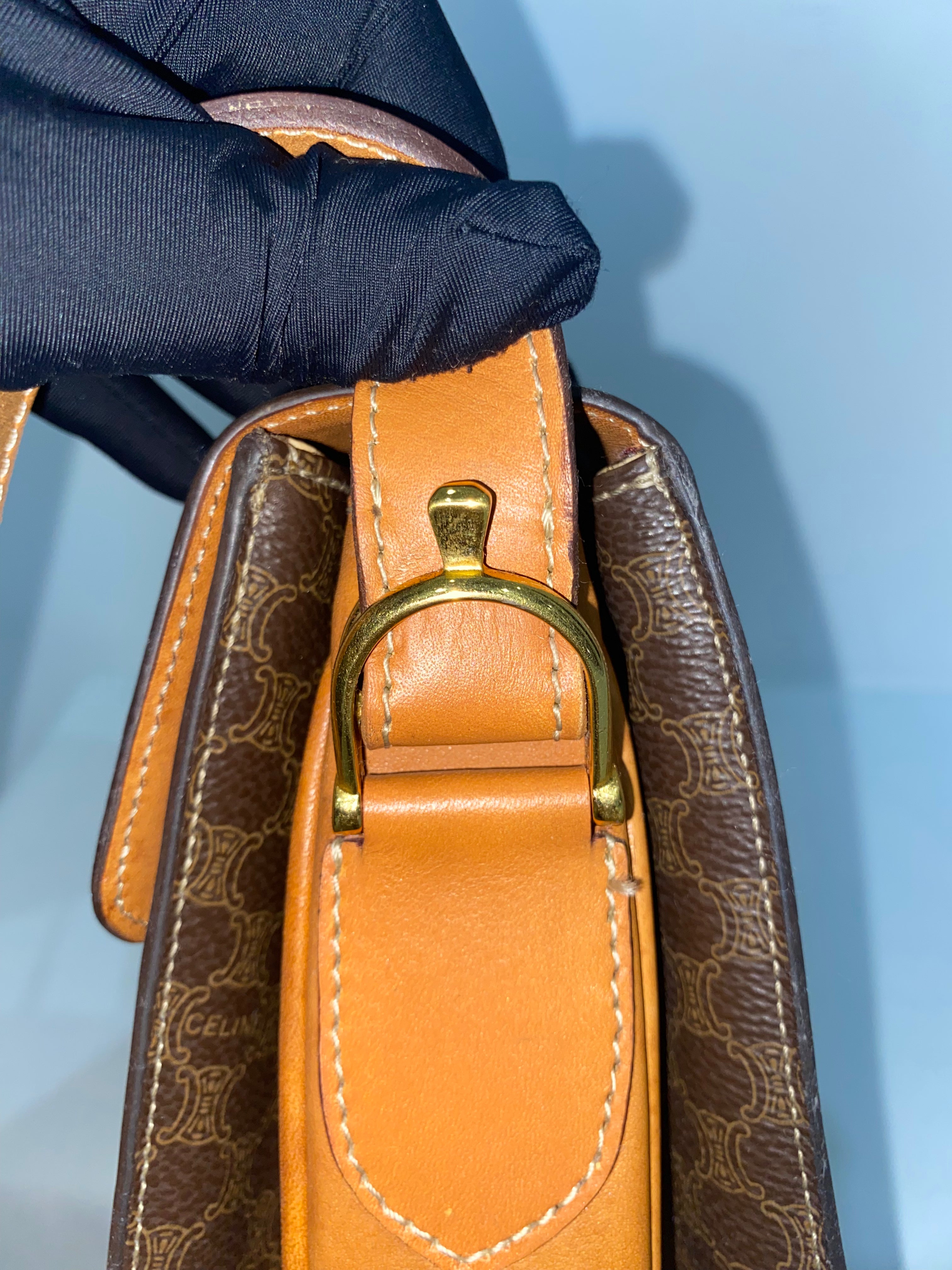 Celine Macadam Horse Carriage Shoulder bag Brown Vintage