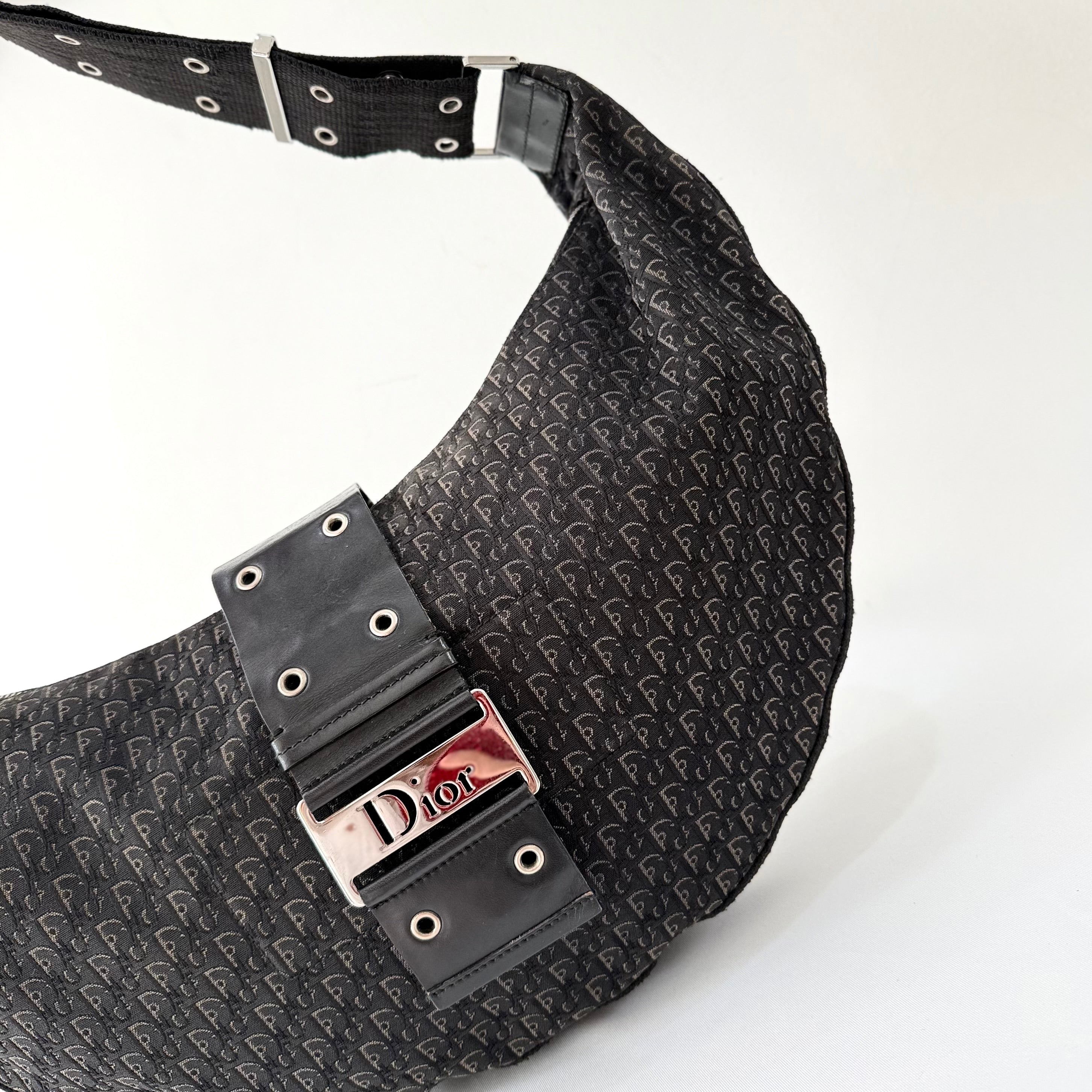 CHRISTIAN DIOR BLACK DIORISSIMO HALF MOON BAG