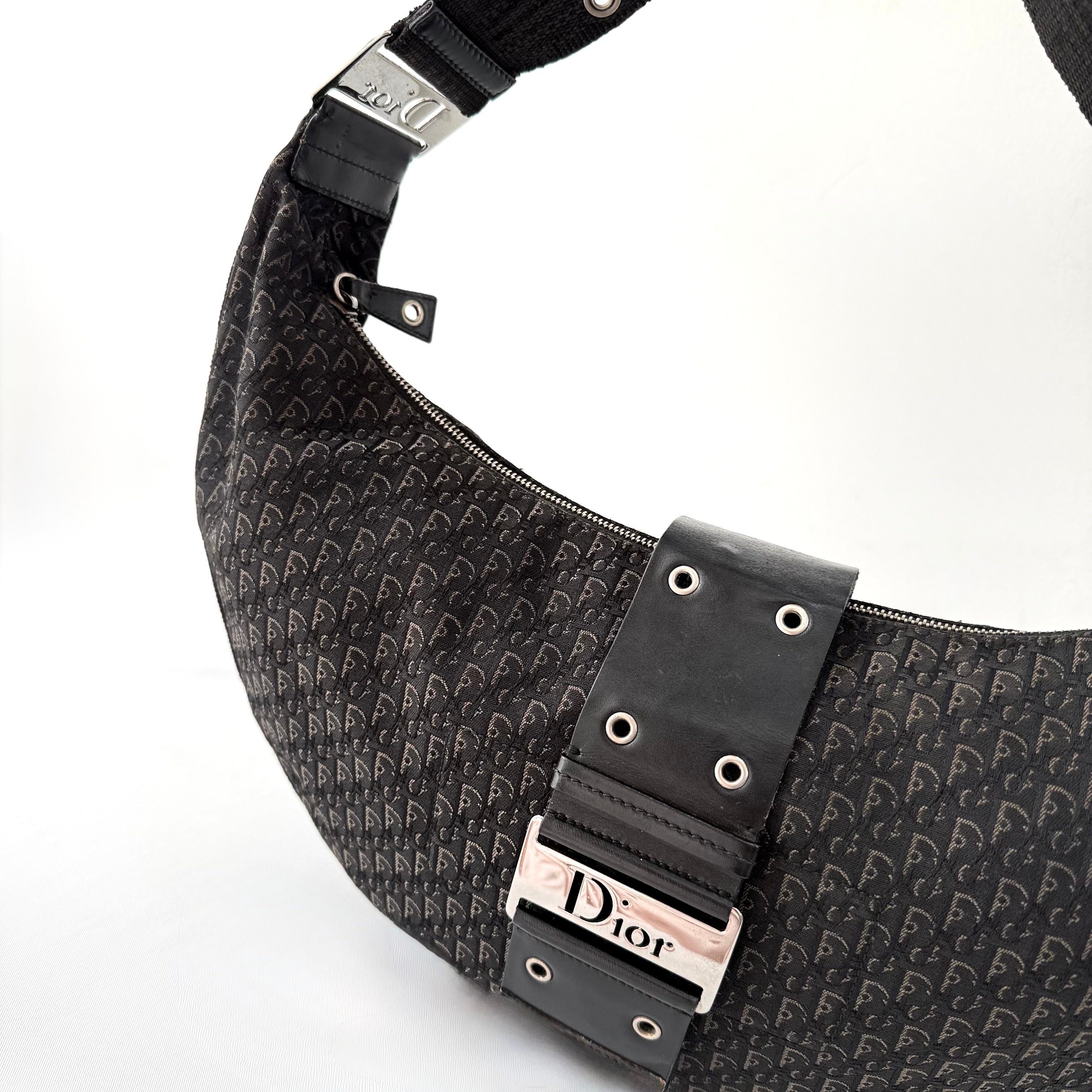 CHRISTIAN DIOR BLACK DIORISSIMO HALF MOON BAG