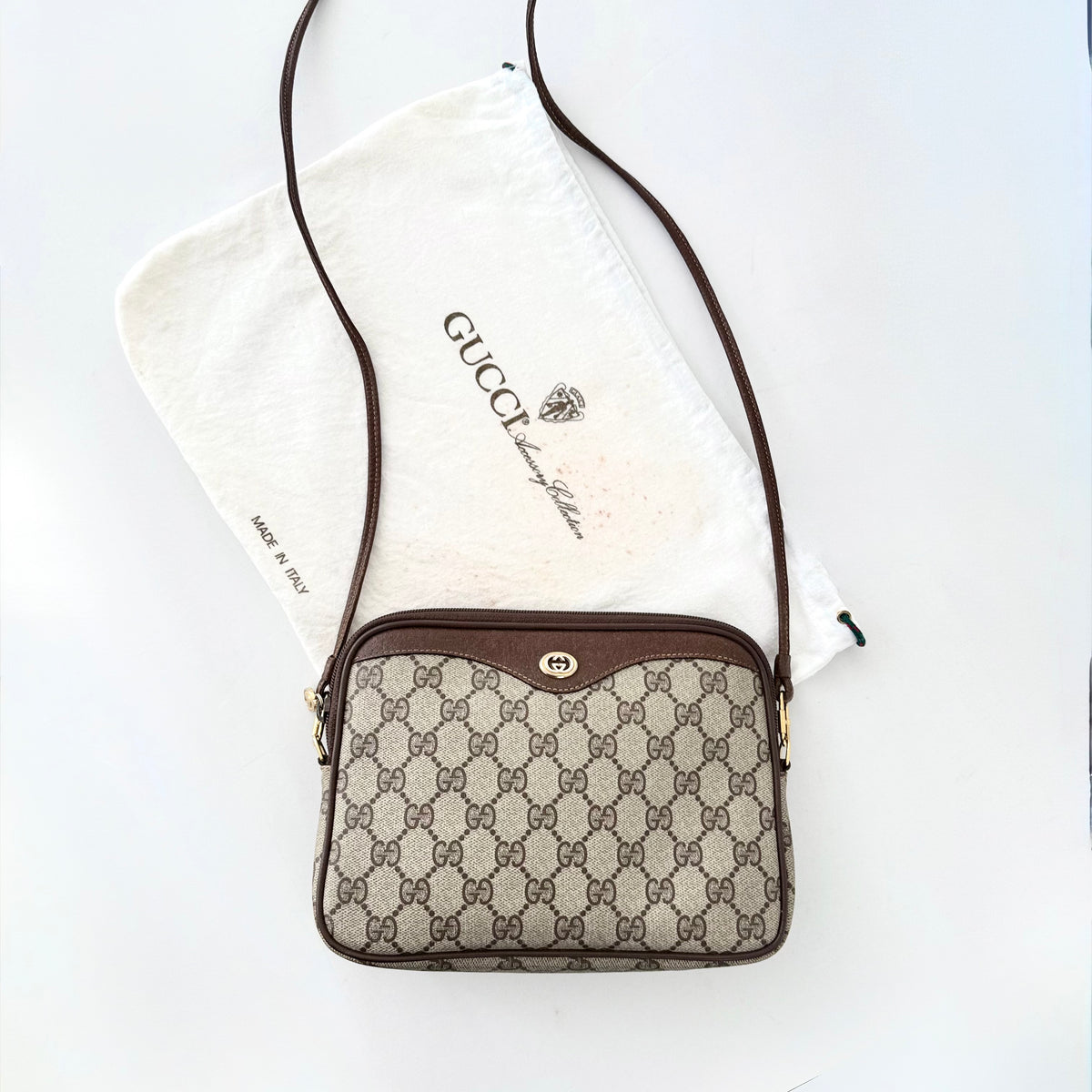 Gucci Vintage Brown GG Logo Monogram Coated Canvas