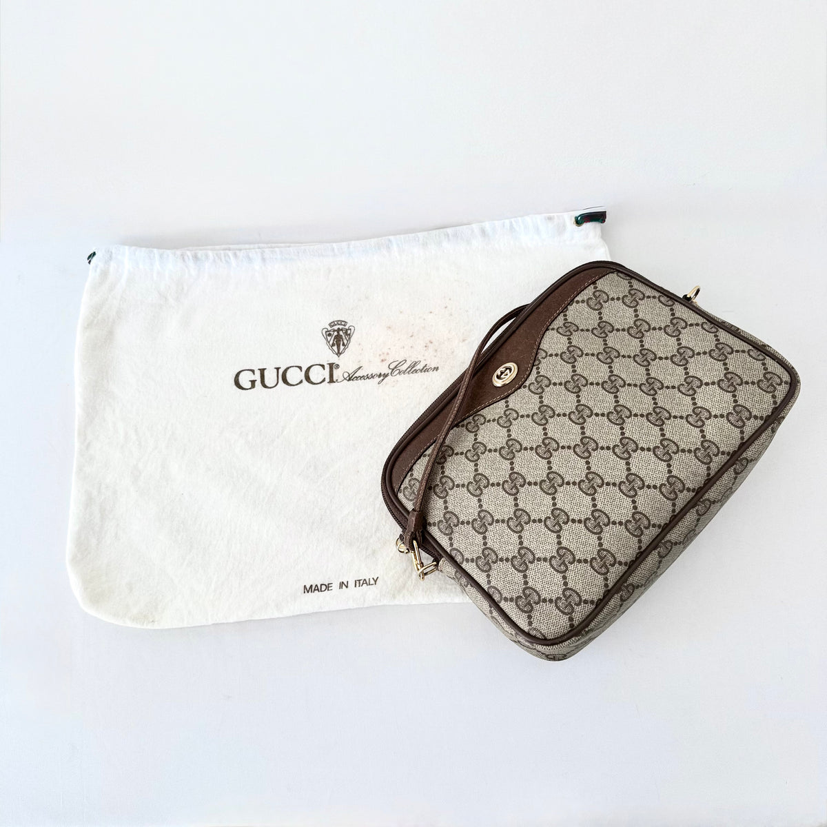 Gucci Vintage Brown GG Logo Monogram Coated Canvas
